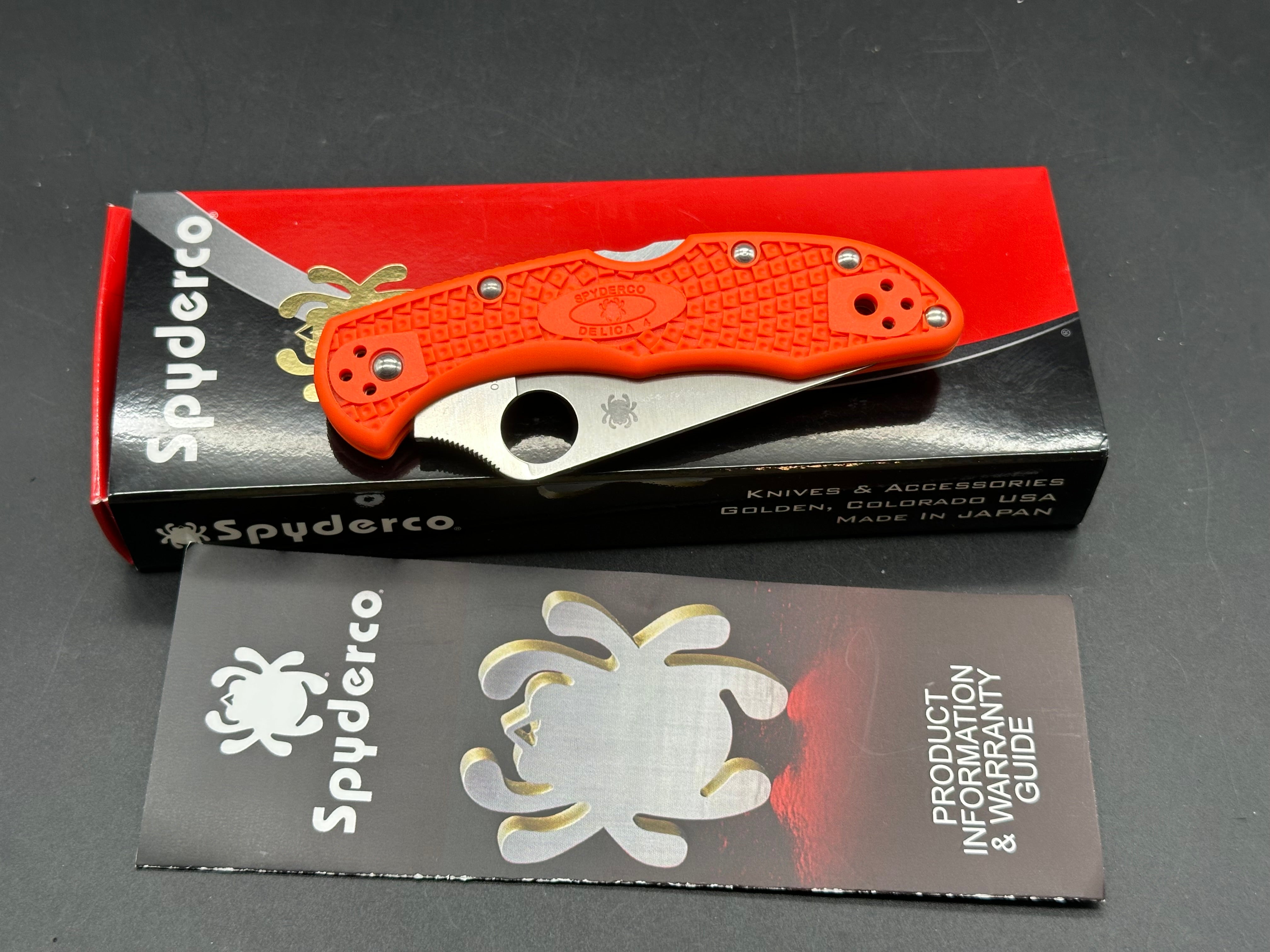 Spyderco Delica 4 Lightweight, 2.89" VG-10 Satin Blade with Orange FRN Handle