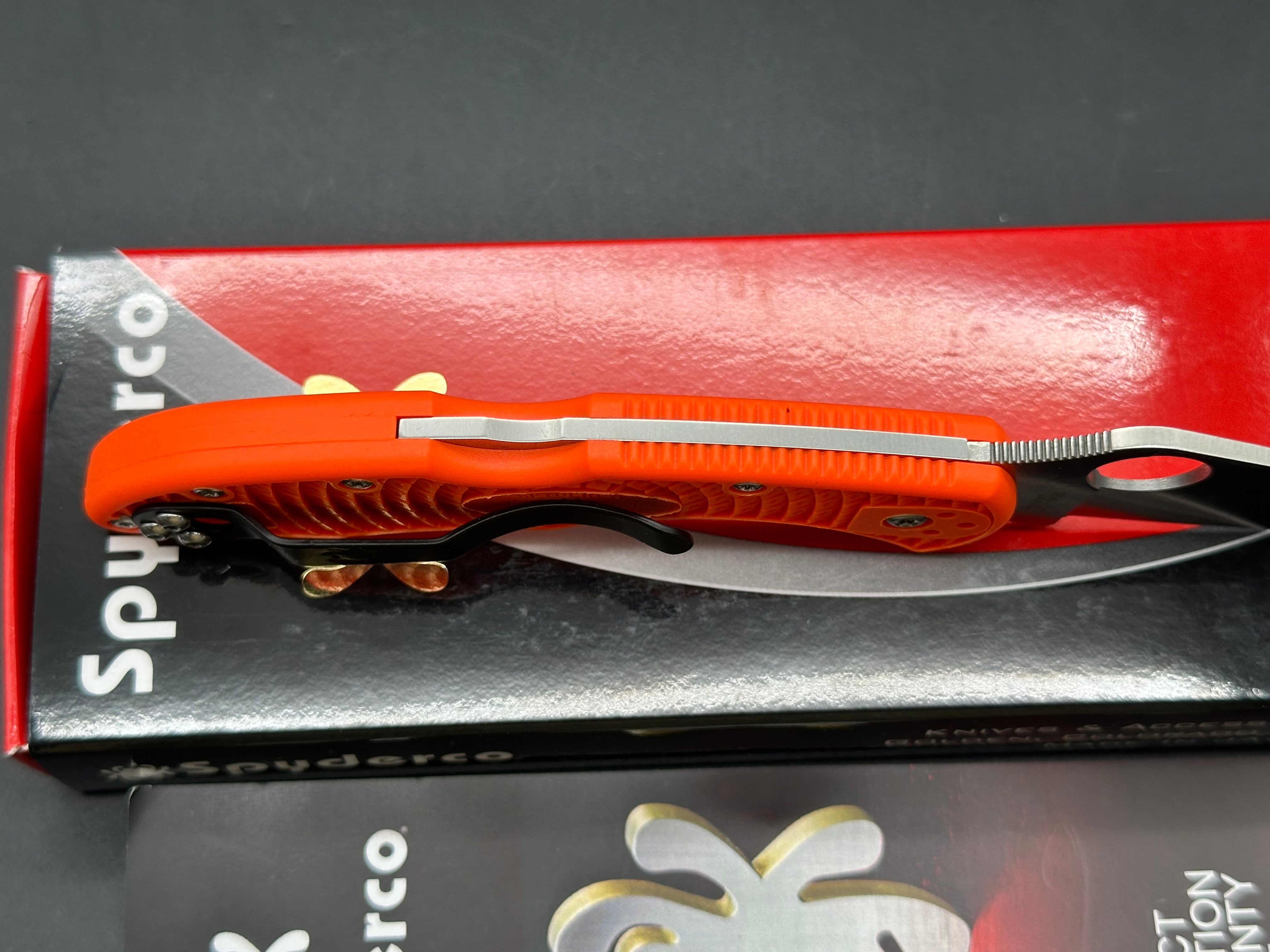 Spyderco Delica 4 Lightweight, 2.89" VG-10 Satin Blade with Orange FRN Handle