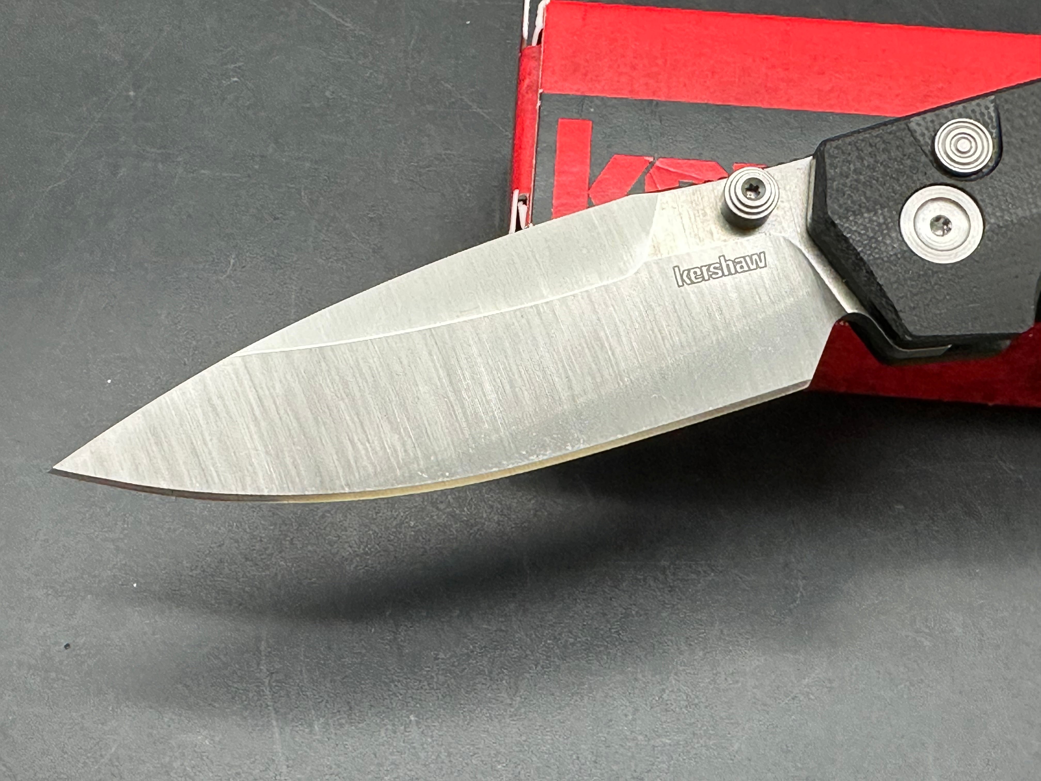 Kershaw Iridium Button Lock Knife Black G-10 (3.5" Satin/SW MagnaCut)