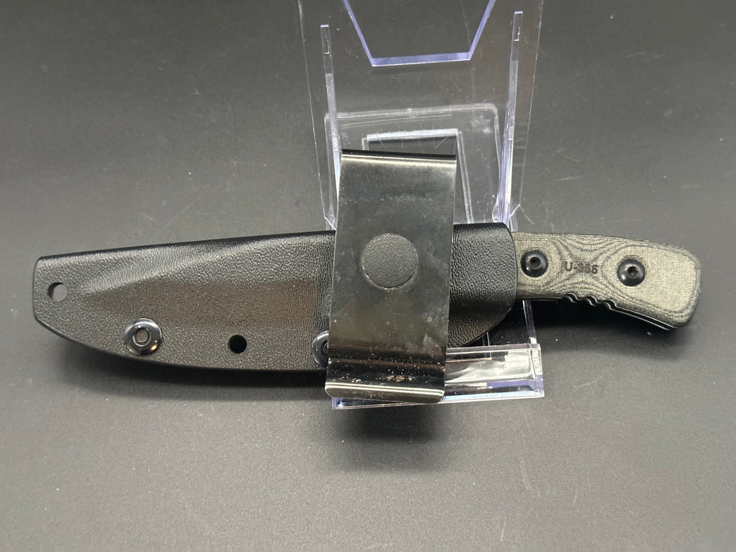 Tops Little Bro fixed blade linen micarta scales w/black 1095 blade (includessheath but no box)  $85