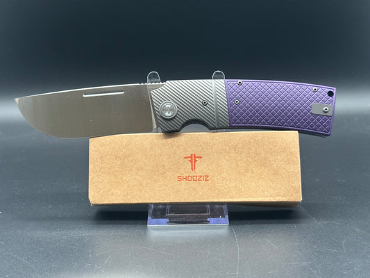 SHOOZIZ XUN122 purple G10 scales w/14C28N Steel Blade