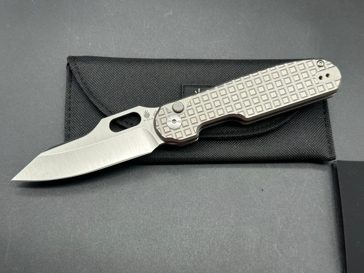 Kizer Cormorant Button Lock Knife Titanium (3.15" Satin 20CV)