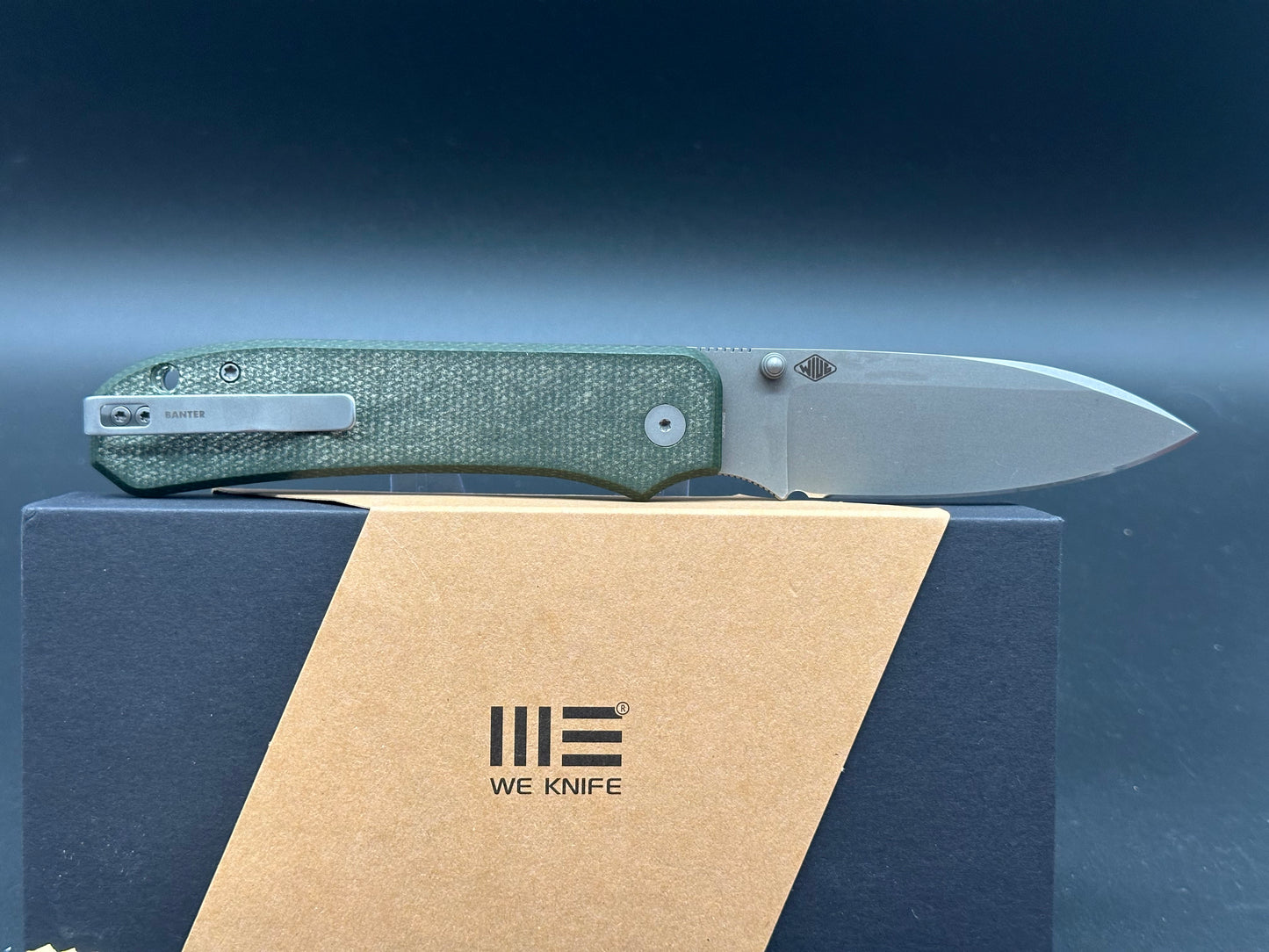 WE Knife Co. Big Banter Liner Lock Knife Green Micarta (3.69" SW 20CV)