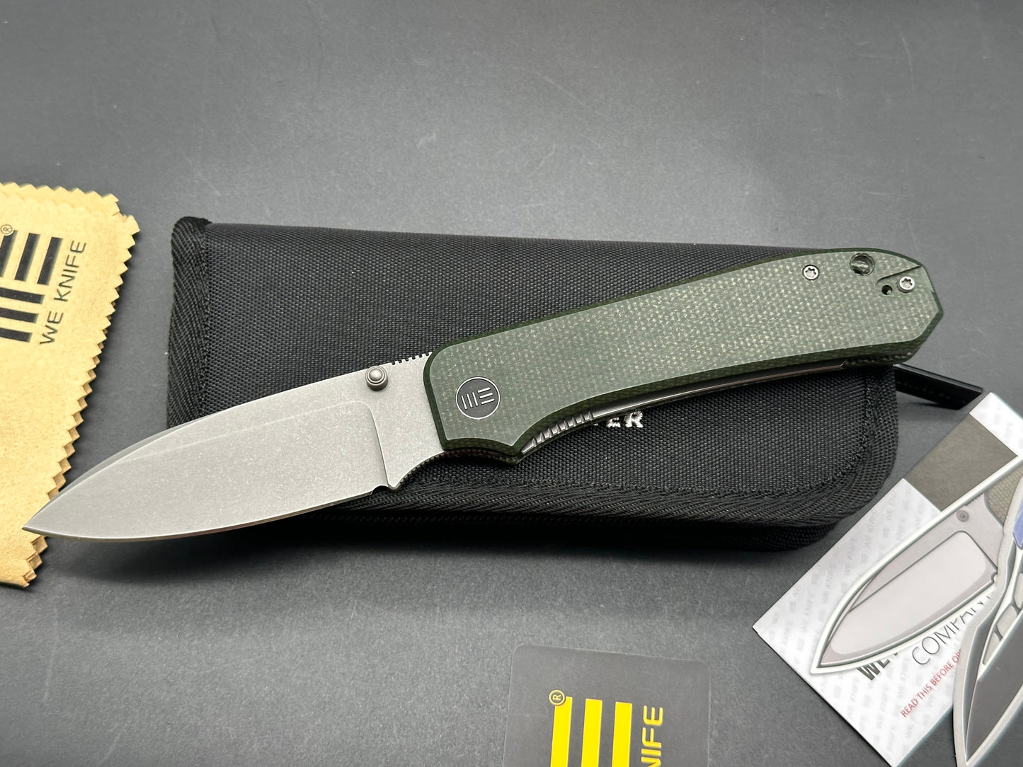 WE Knife Co. Big Banter Liner Lock Knife Green Micarta (3.69" SW 20CV)