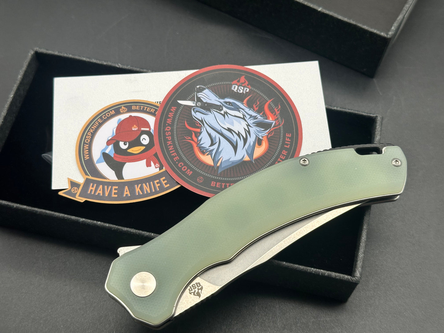 QSP WALRUS LINER LOCK JADE G10 HANDLE D2