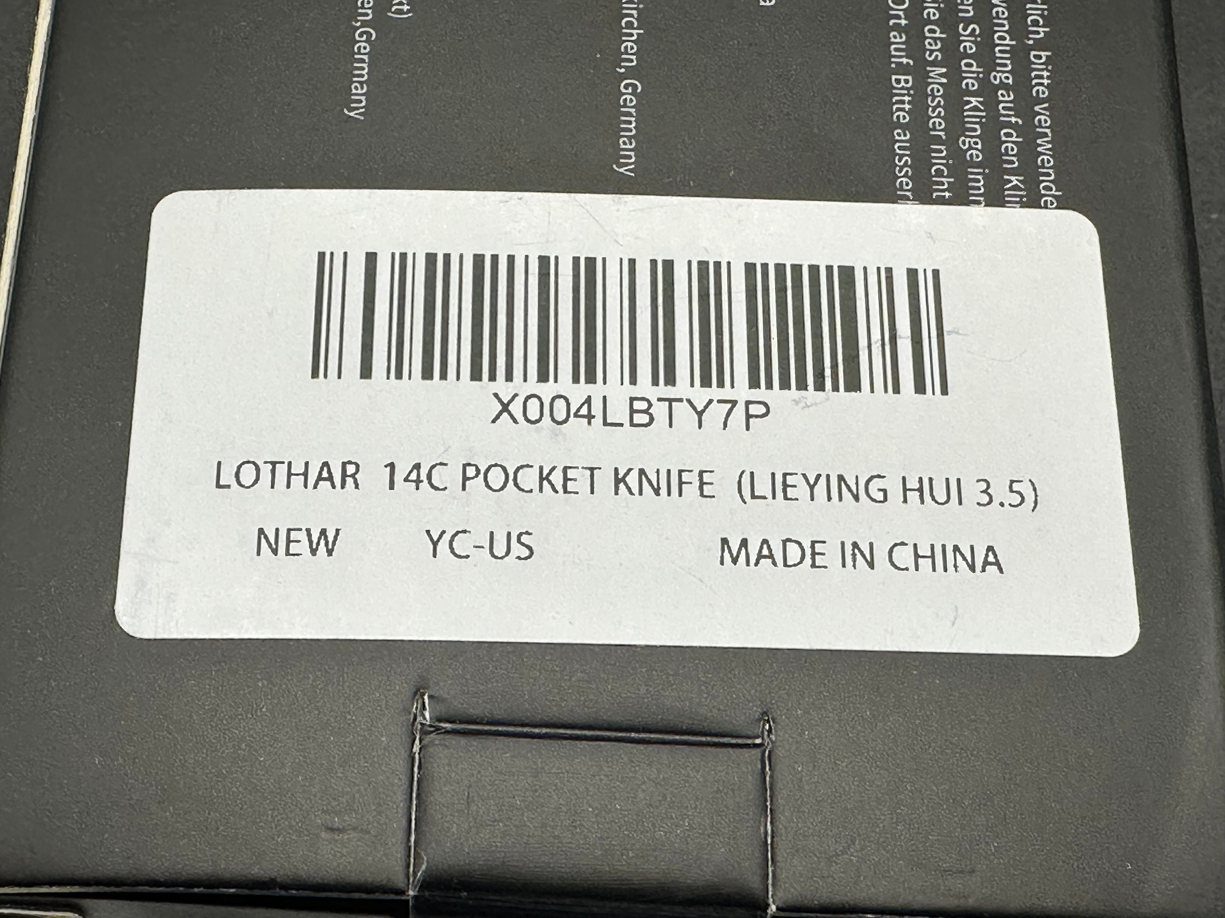 LOTHAR Falcon 14C28N Blade, Button Lock G10 Handle