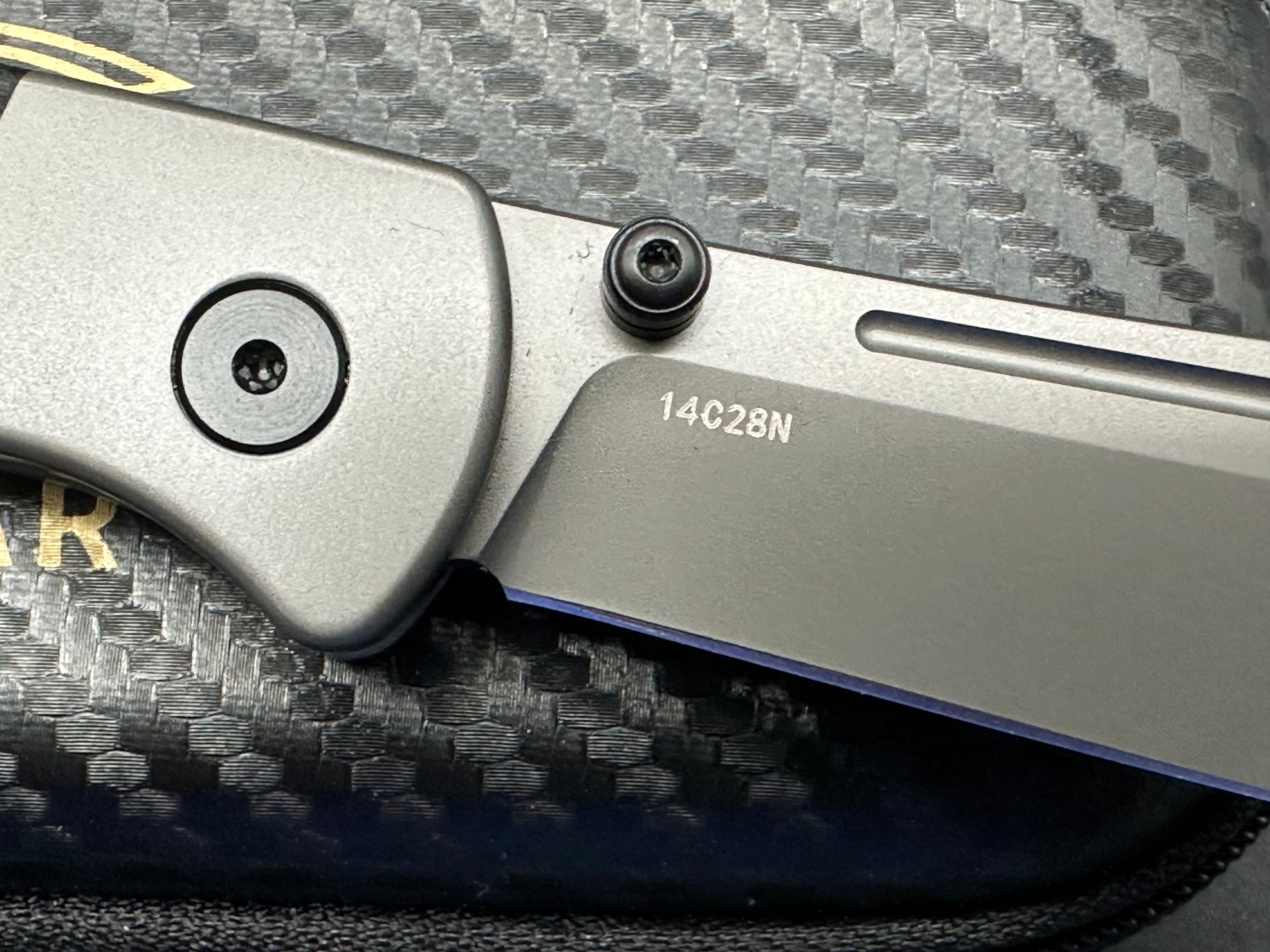 LOTHAR Falcon 14C28N Blade, Button Lock G10 Handle