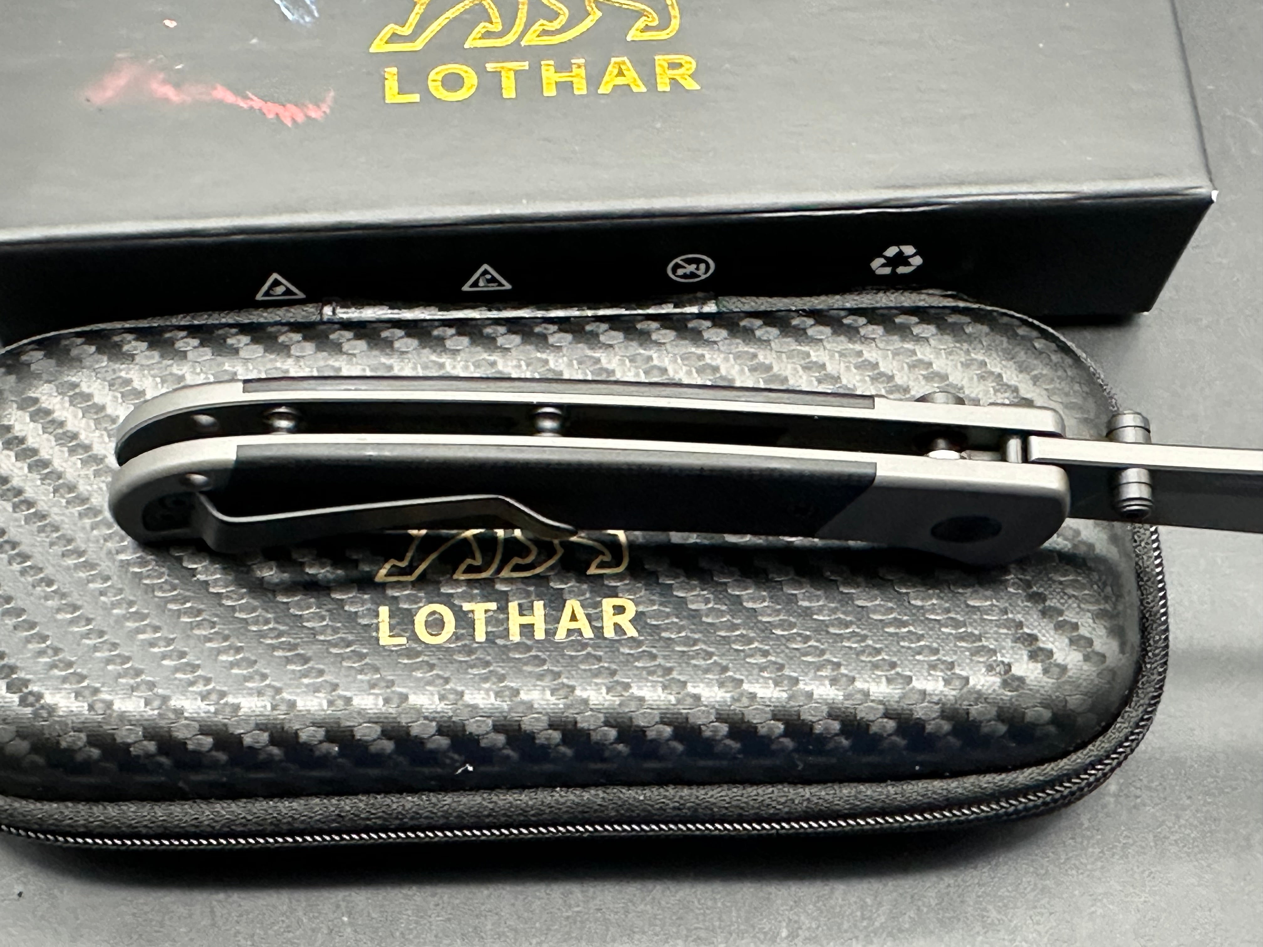 LOTHAR Falcon 14C28N Blade, Button Lock G10 Handle