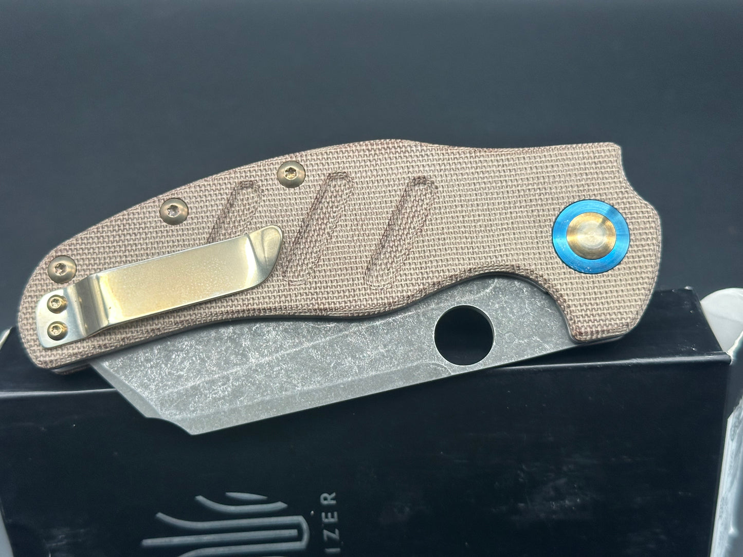 KIZER C01C SHEEPDOG XL BROWN MICARTA HANDLE 154CM (heavily modded)