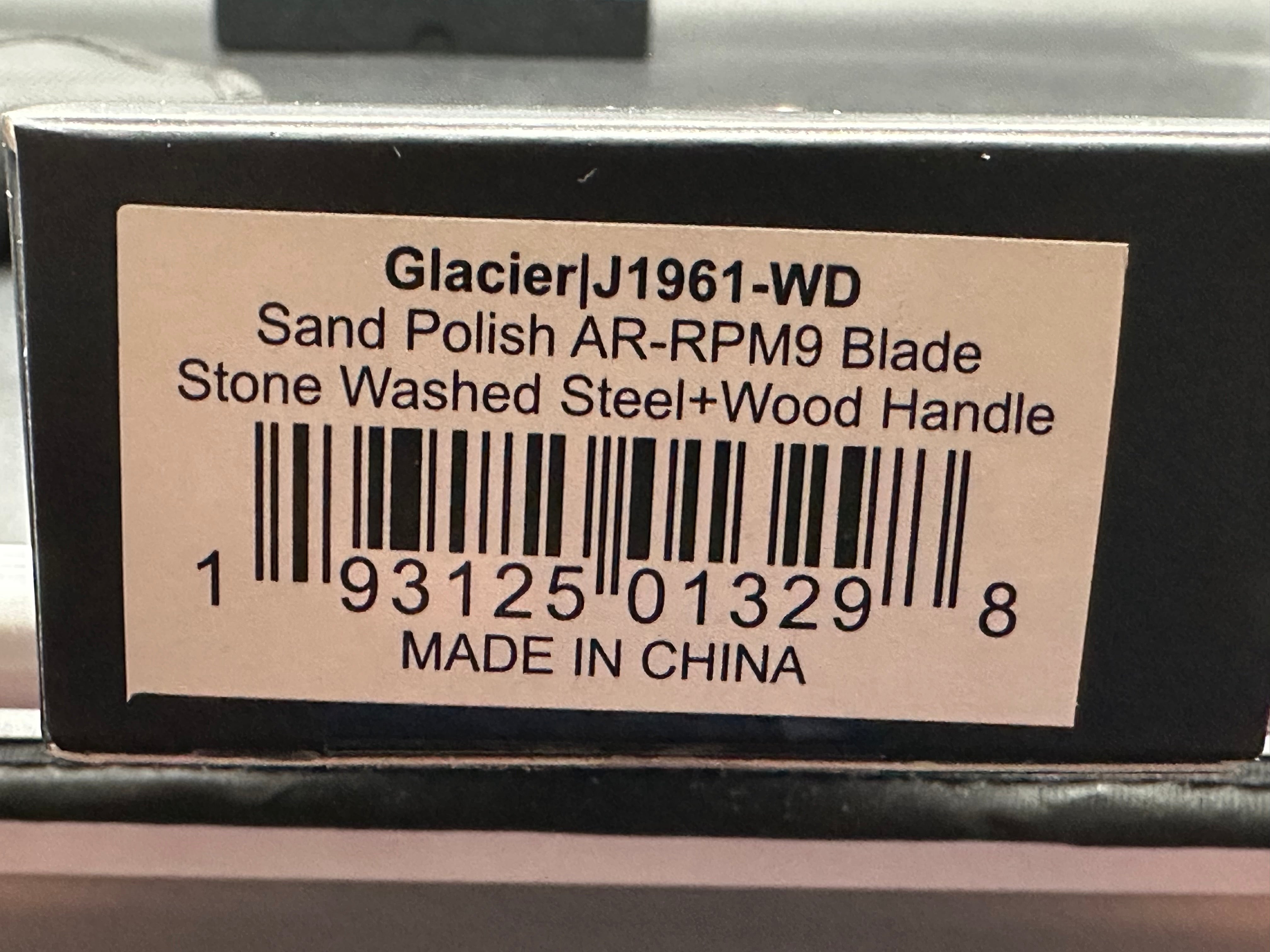 CJRB GLACIER WOOD/STEEL HANDLE AR-RPM9 DROP POINT PLAIN EDGE