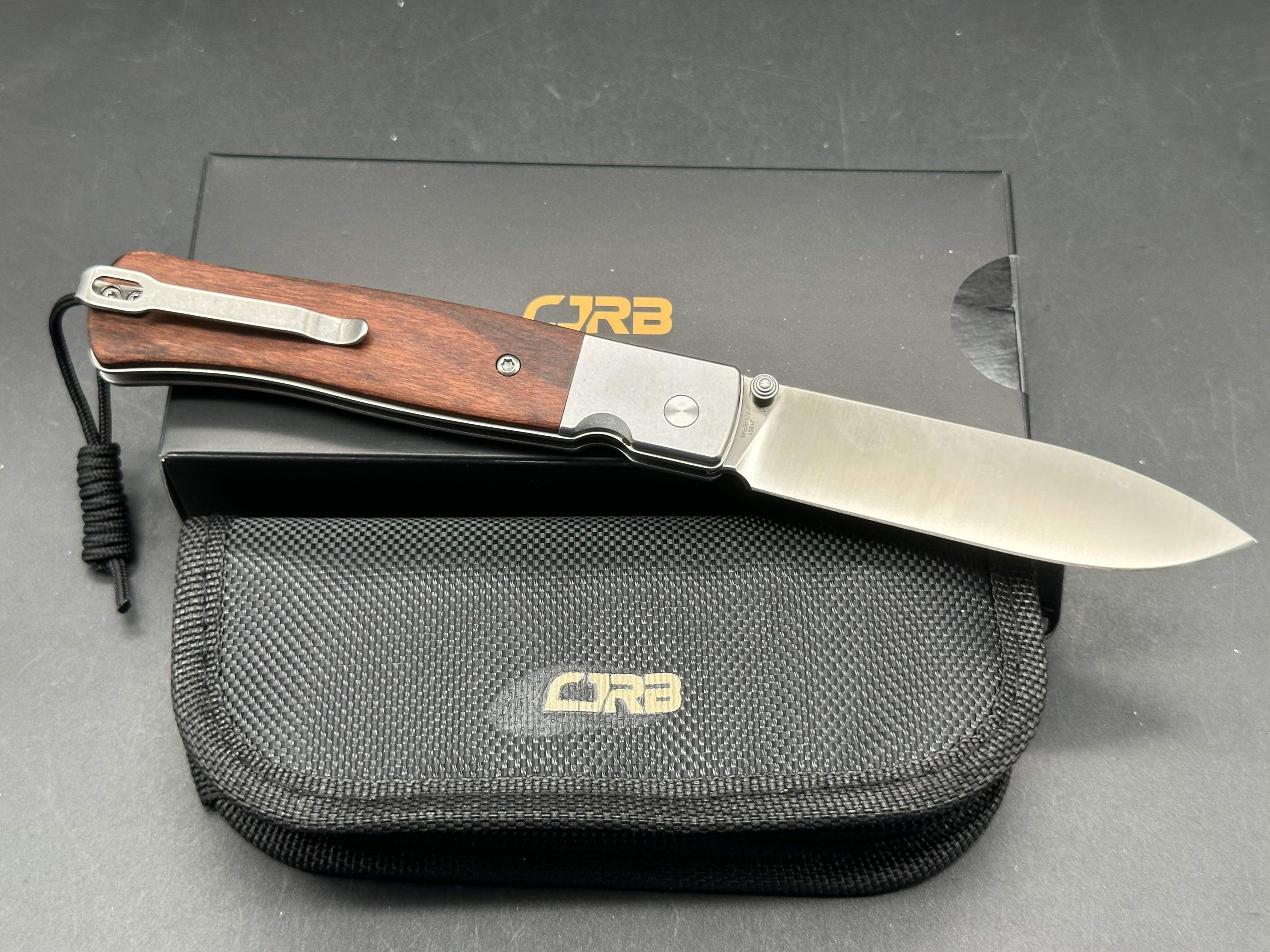 CJRB GLACIER WOOD/STEEL HANDLE AR-RPM9 DROP POINT PLAIN EDGE