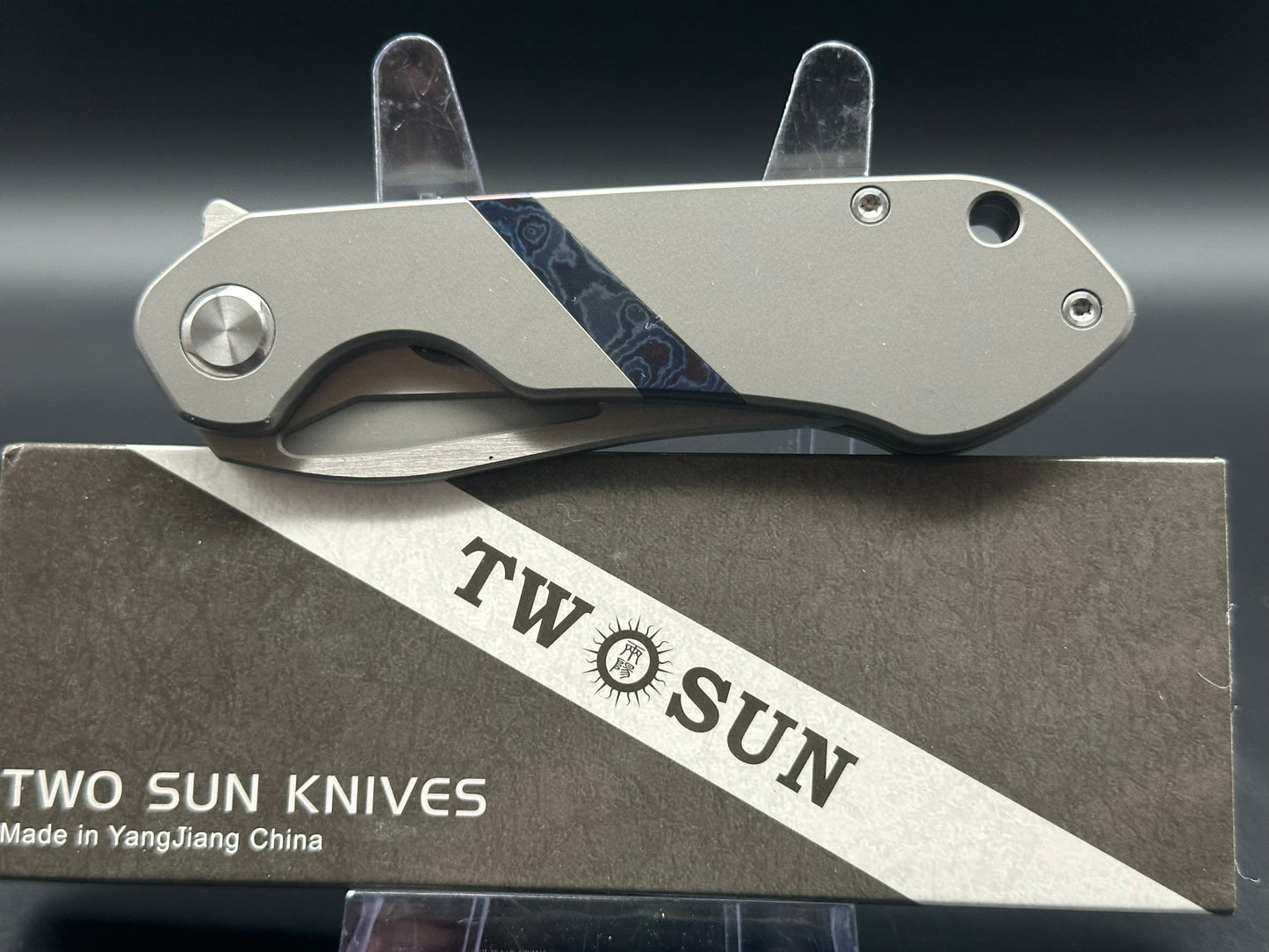 TWOSUN TS172-M390-TIMASCUS TITANIUM/TIMASCUS HANDLE M390 PLAIN EDGE