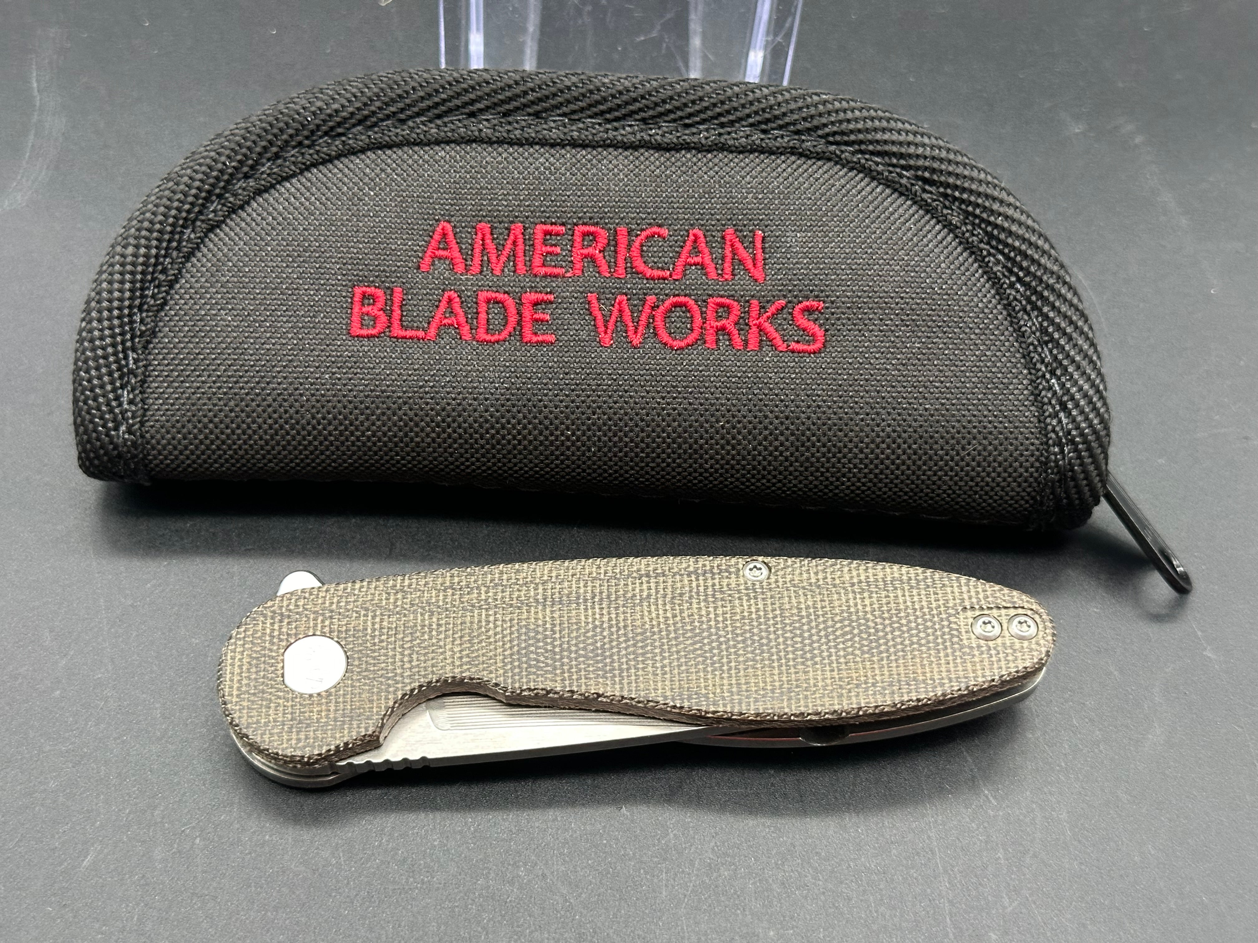 American Blade Works Model 1 micarta/titanium frame lock w/20CV blade