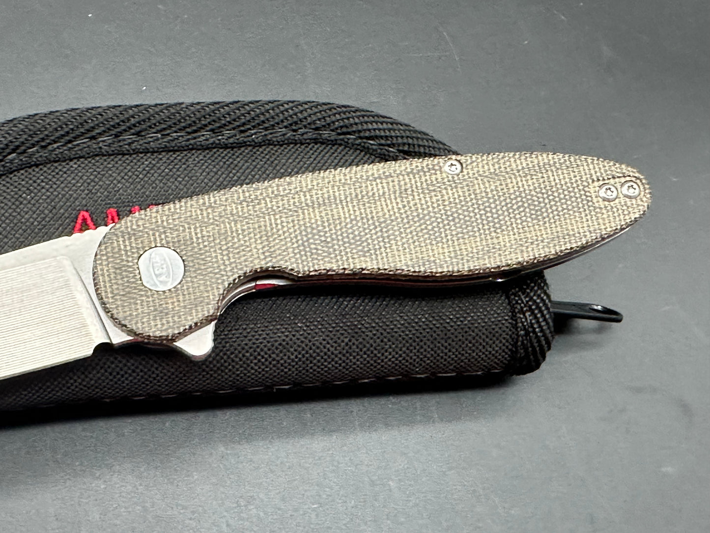 American Blade Works Model 1 micarta/titanium frame lock w/20CV blade