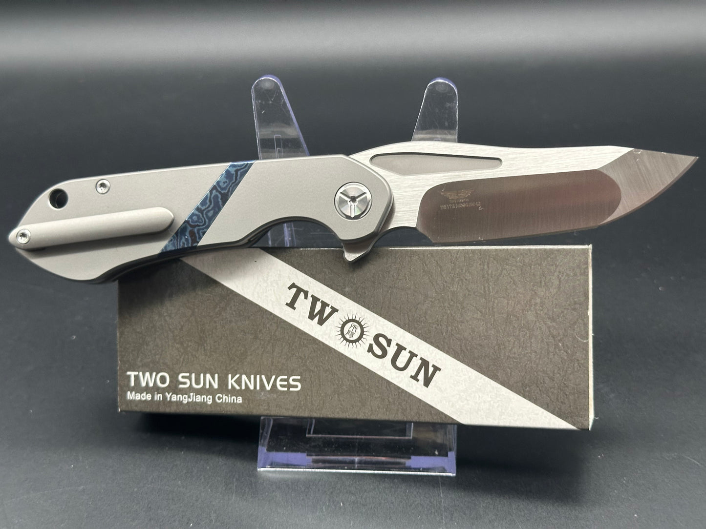 TWOSUN TS172-M390-TIMASCUS TITANIUM/TIMASCUS HANDLE M390 PLAIN EDGE