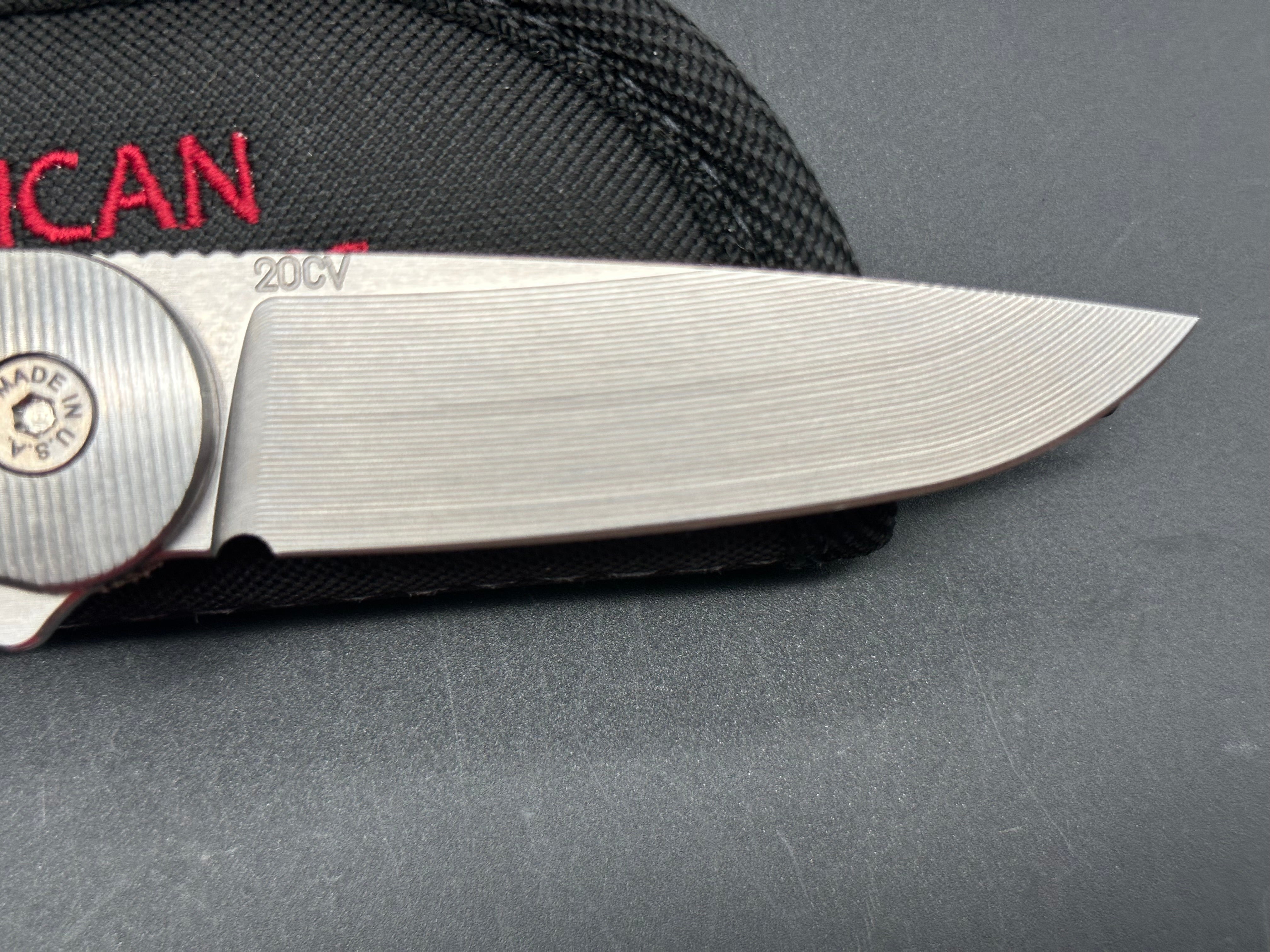 American Blade Works Model 1 micarta/titanium frame lock w/20CV blade