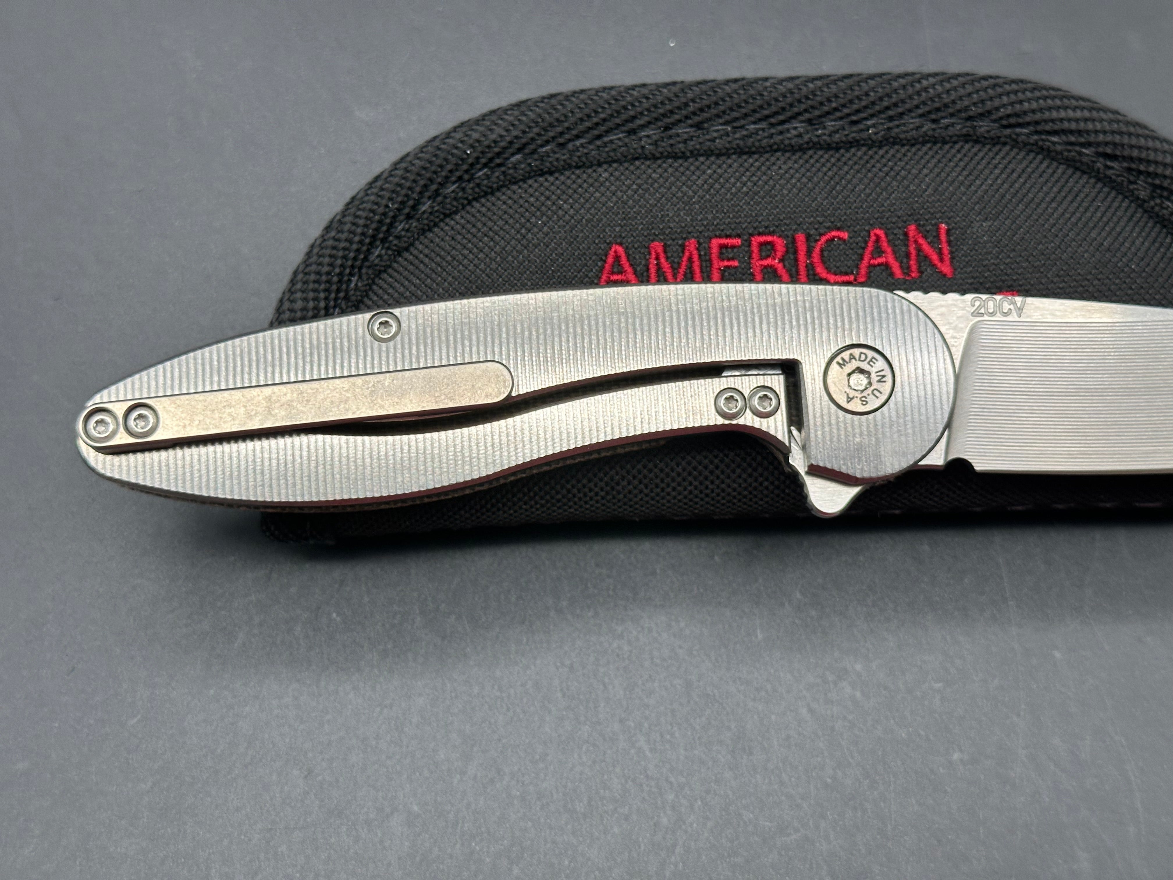 American Blade Works Model 1 micarta/titanium frame lock w/20CV blade