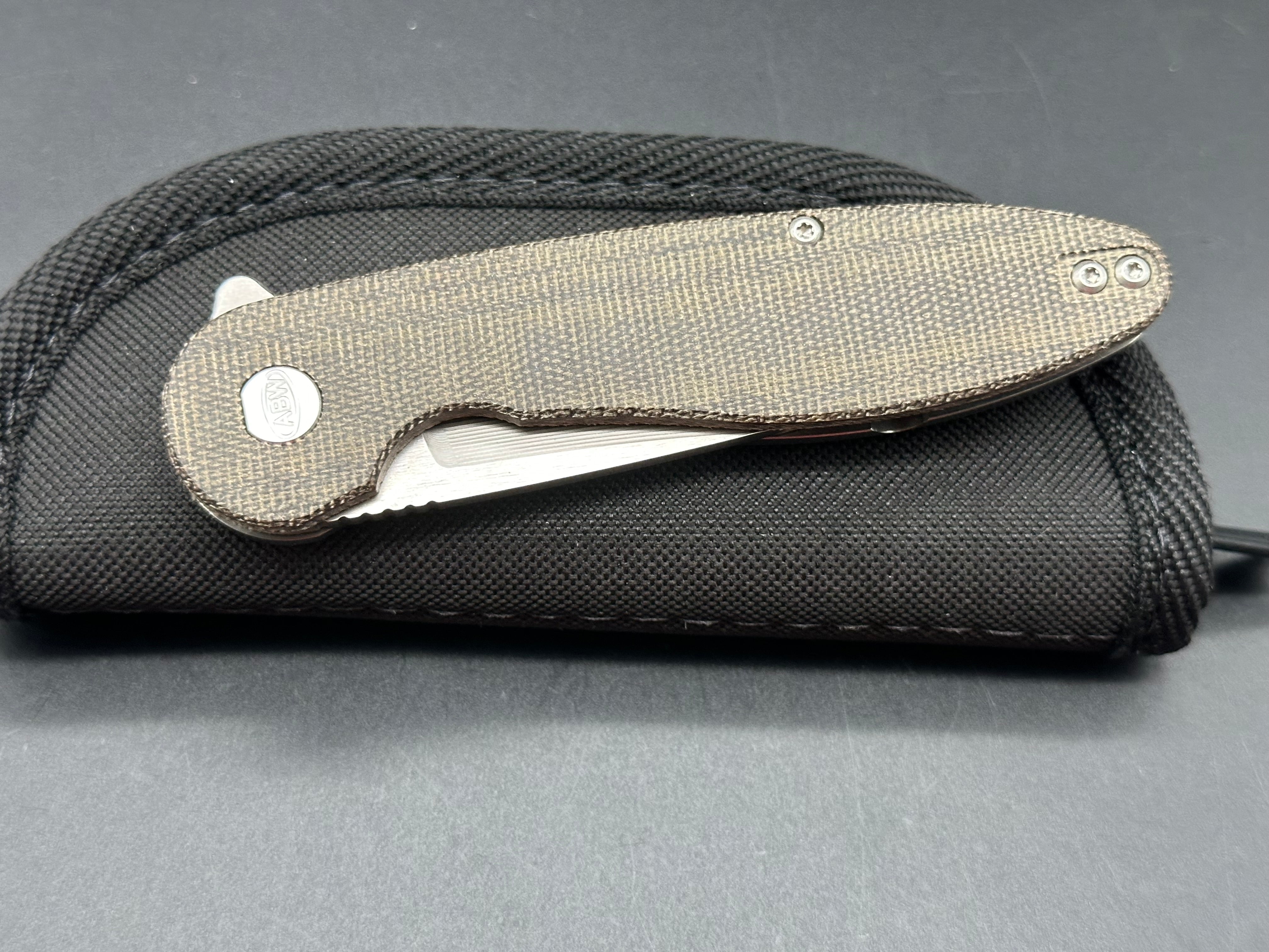 American Blade Works Model 1 micarta/titanium frame lock w/20CV blade