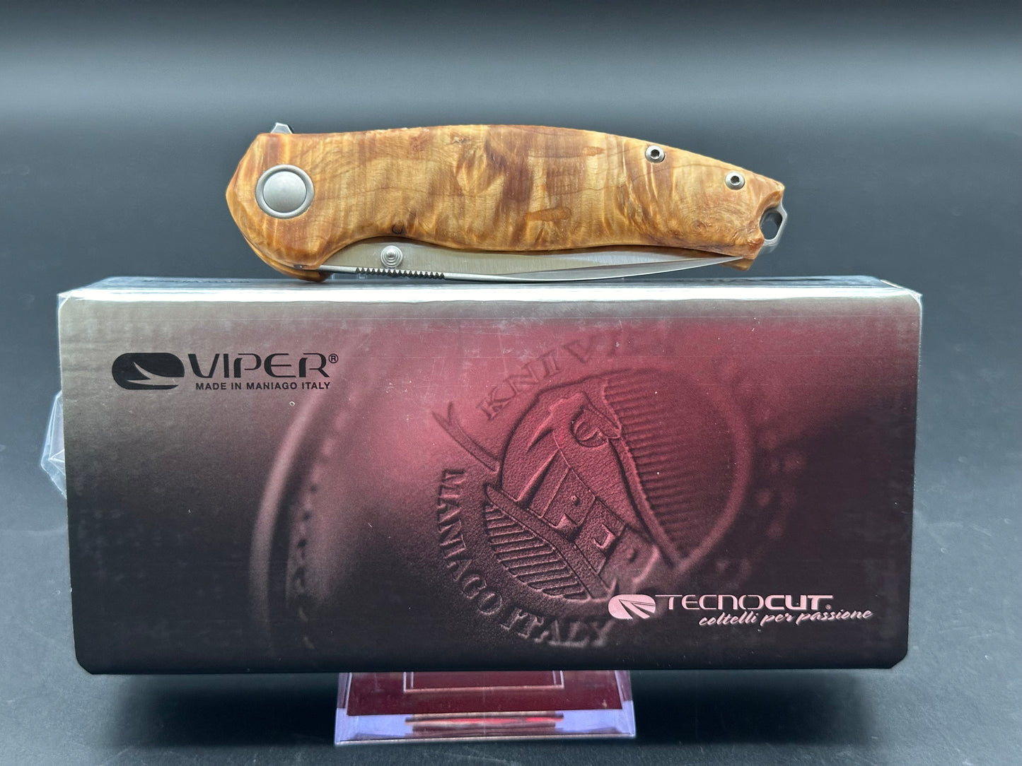 Viper Knives Vale MagnaCut Liner Lock Knife Flamed Poplar Wood