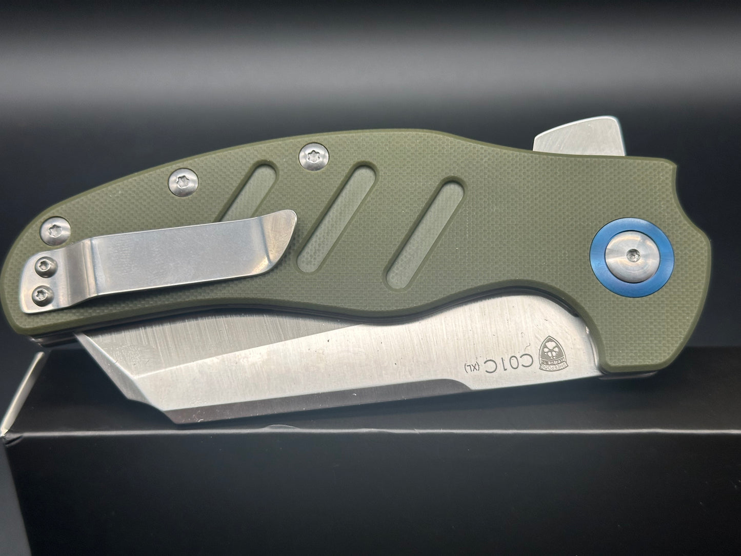 KIZER C01C XL SHEEPDOG FLIPPER OD GREEN G10 HANDLE 154CM