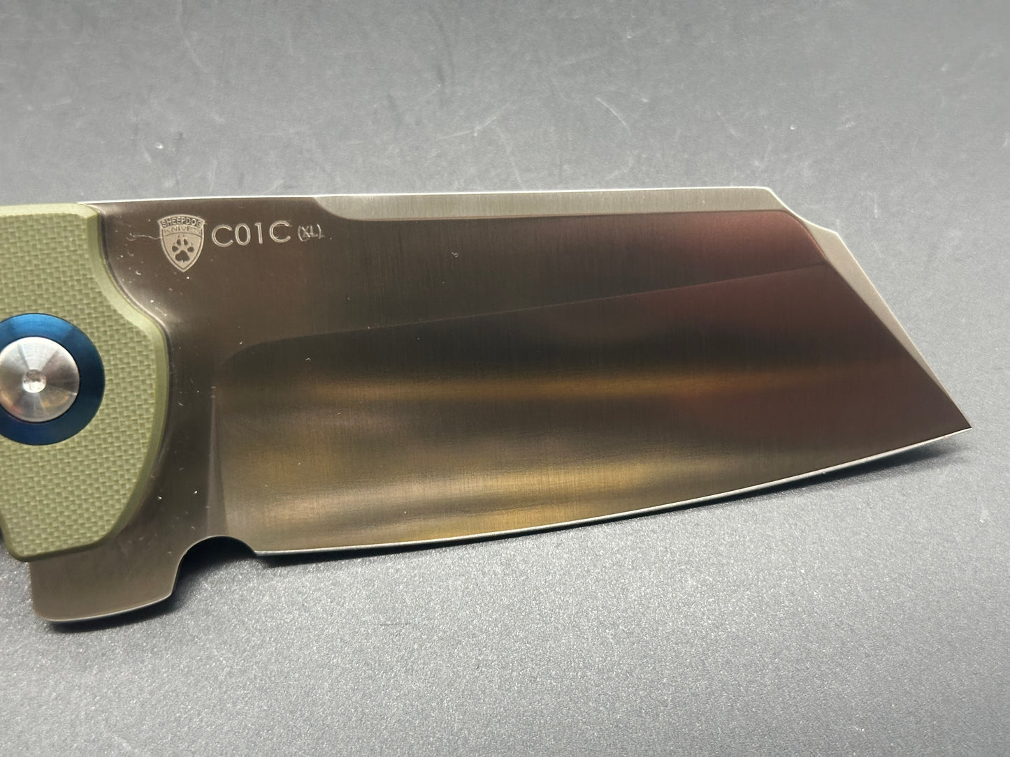 KIZER C01C XL SHEEPDOG FLIPPER OD GREEN G10 HANDLE 154CM