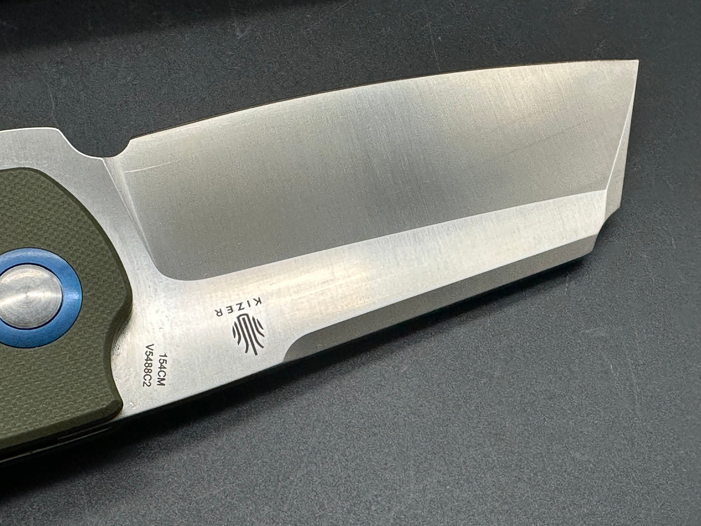 KIZER C01C XL SHEEPDOG FLIPPER OD GREEN G10 HANDLE 154CM