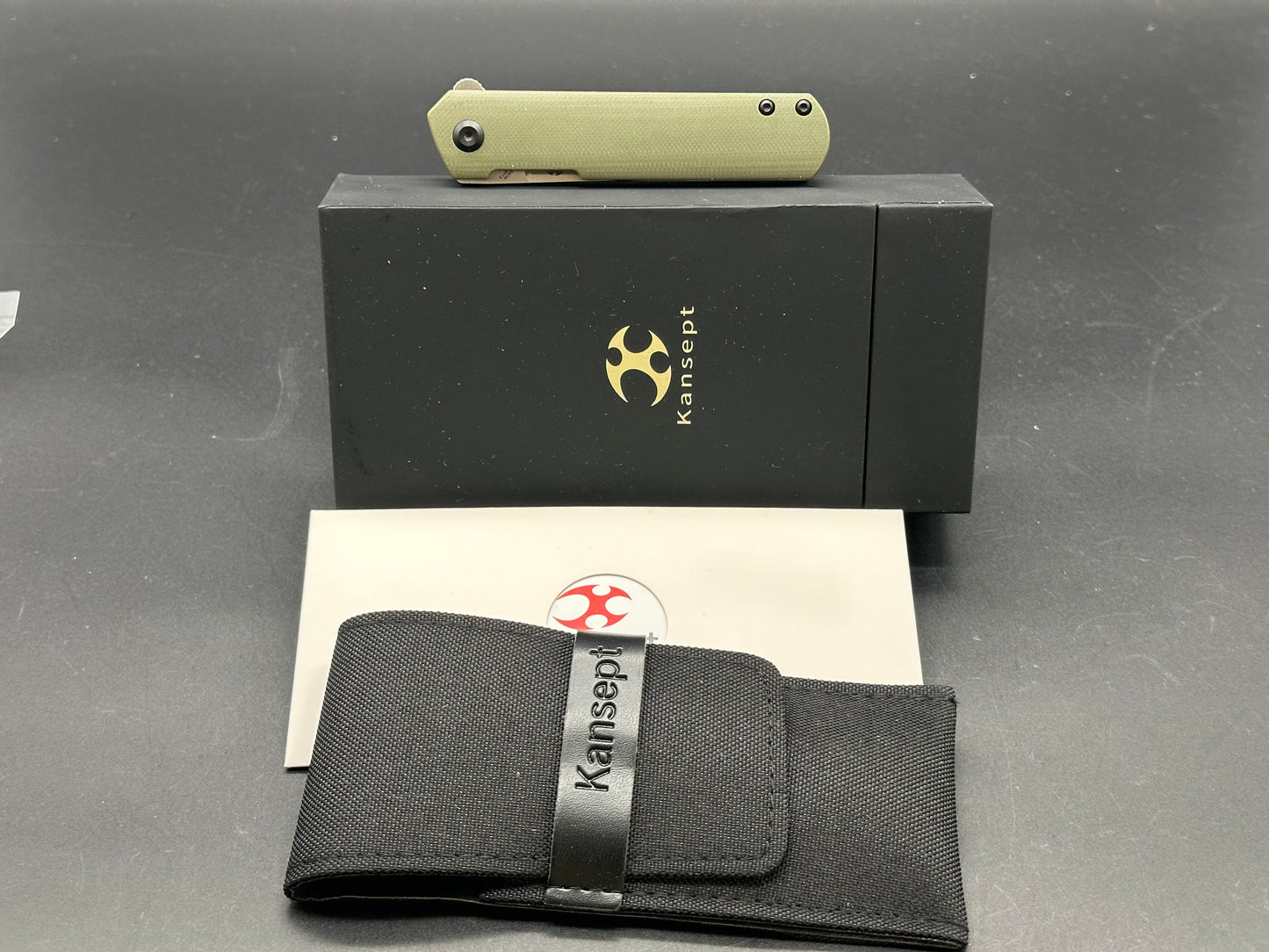 KANSEPT FOOSA FOLDING KNIFE OD GREEN G10 HANDLE 154CM PLAIN EDGE