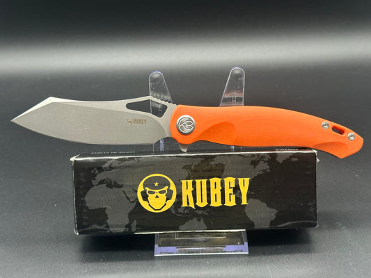 KUBEY DRAKE FOLDING KNIFE ORANGE G10 HANDLE AUS-10