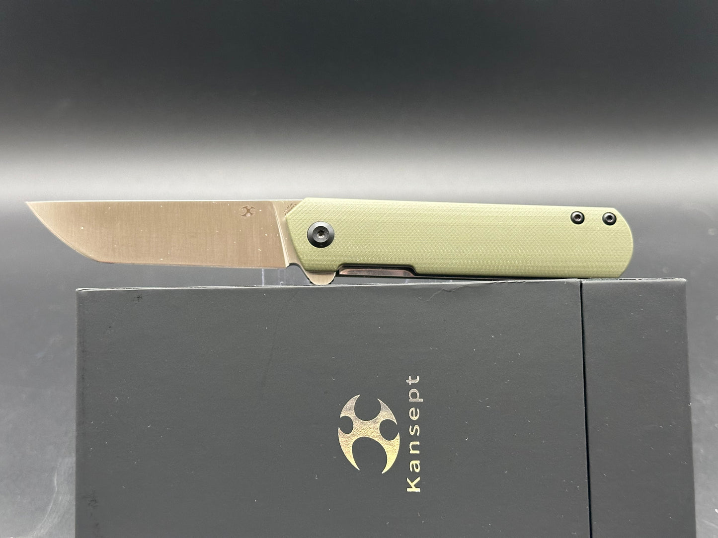 KANSEPT FOOSA FOLDING KNIFE OD GREEN G10 HANDLE 154CM PLAIN EDGE