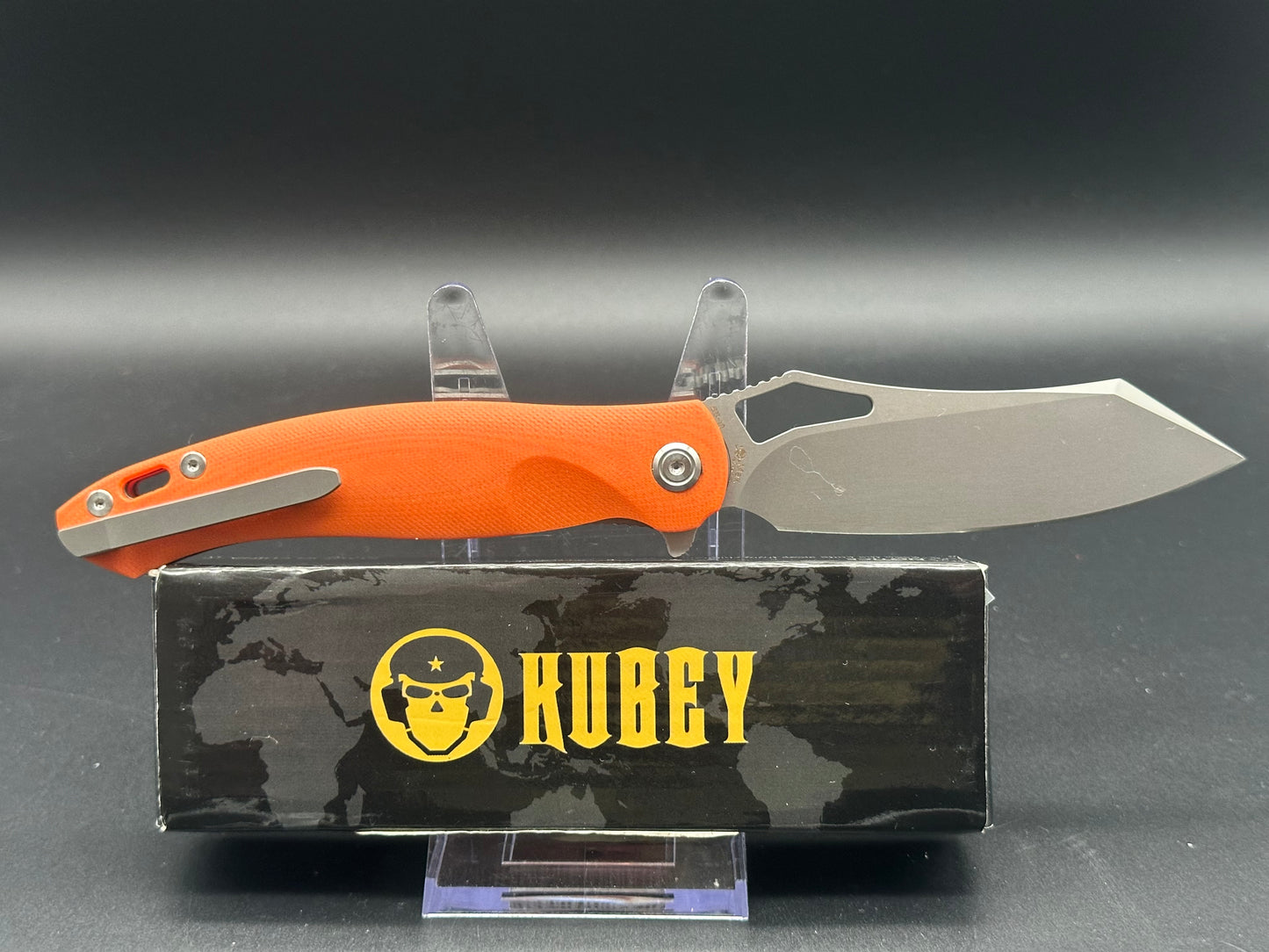 KUBEY DRAKE FOLDING KNIFE ORANGE G10 HANDLE AUS-10