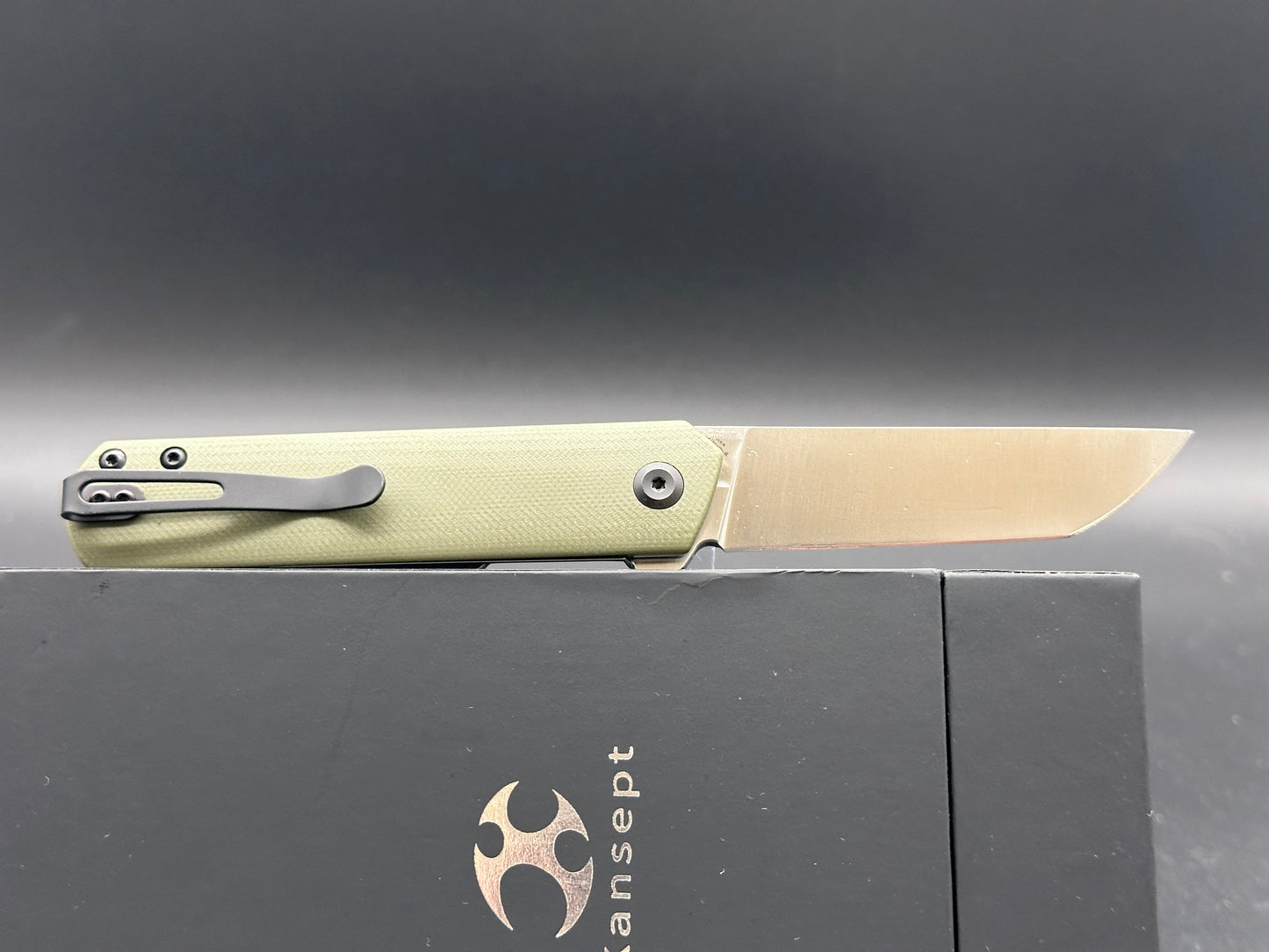 KANSEPT FOOSA FOLDING KNIFE OD GREEN G10 HANDLE 154CM PLAIN EDGE