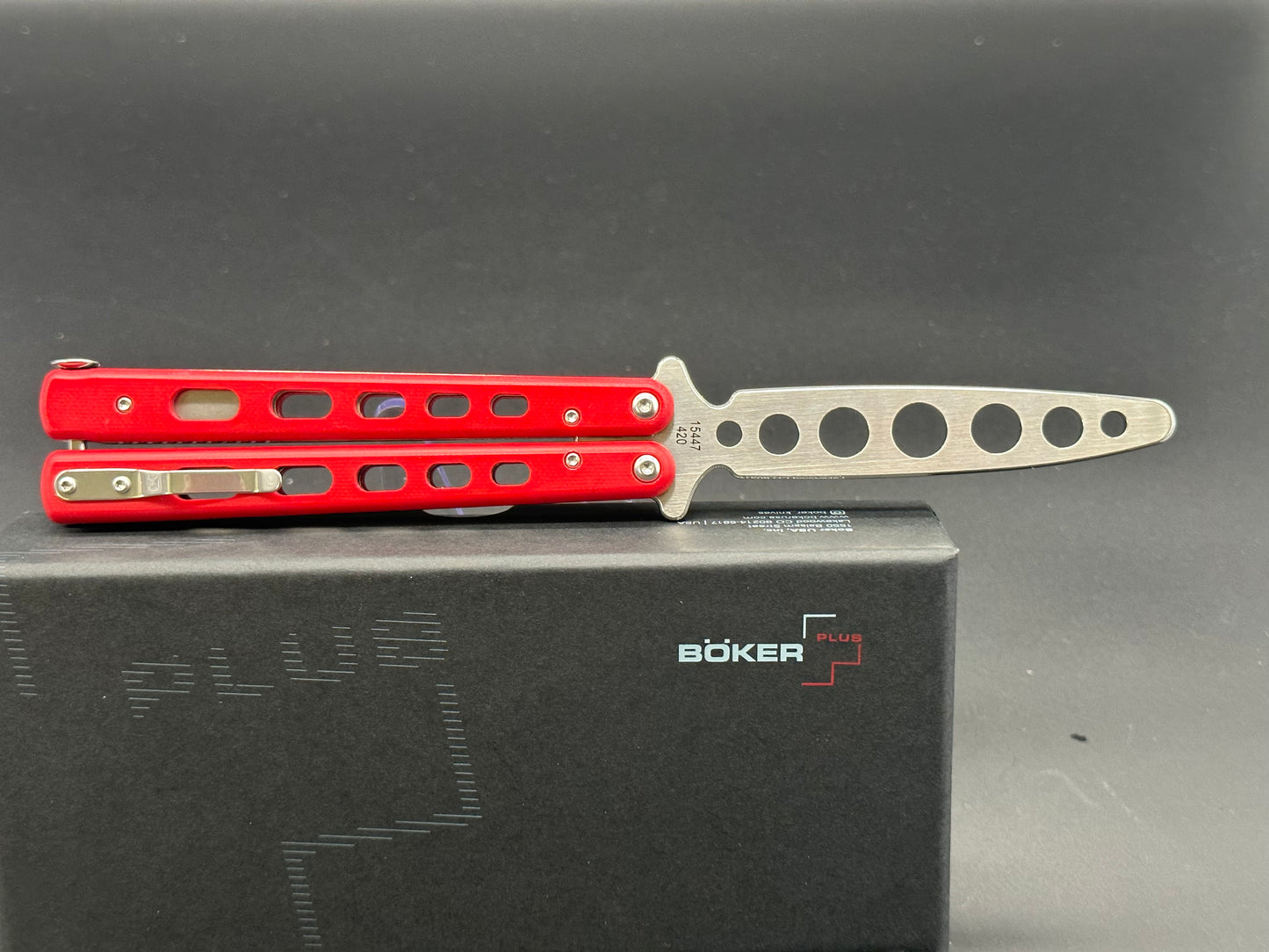 Boker Plus 01BO712 Balisong trainer w/red G10