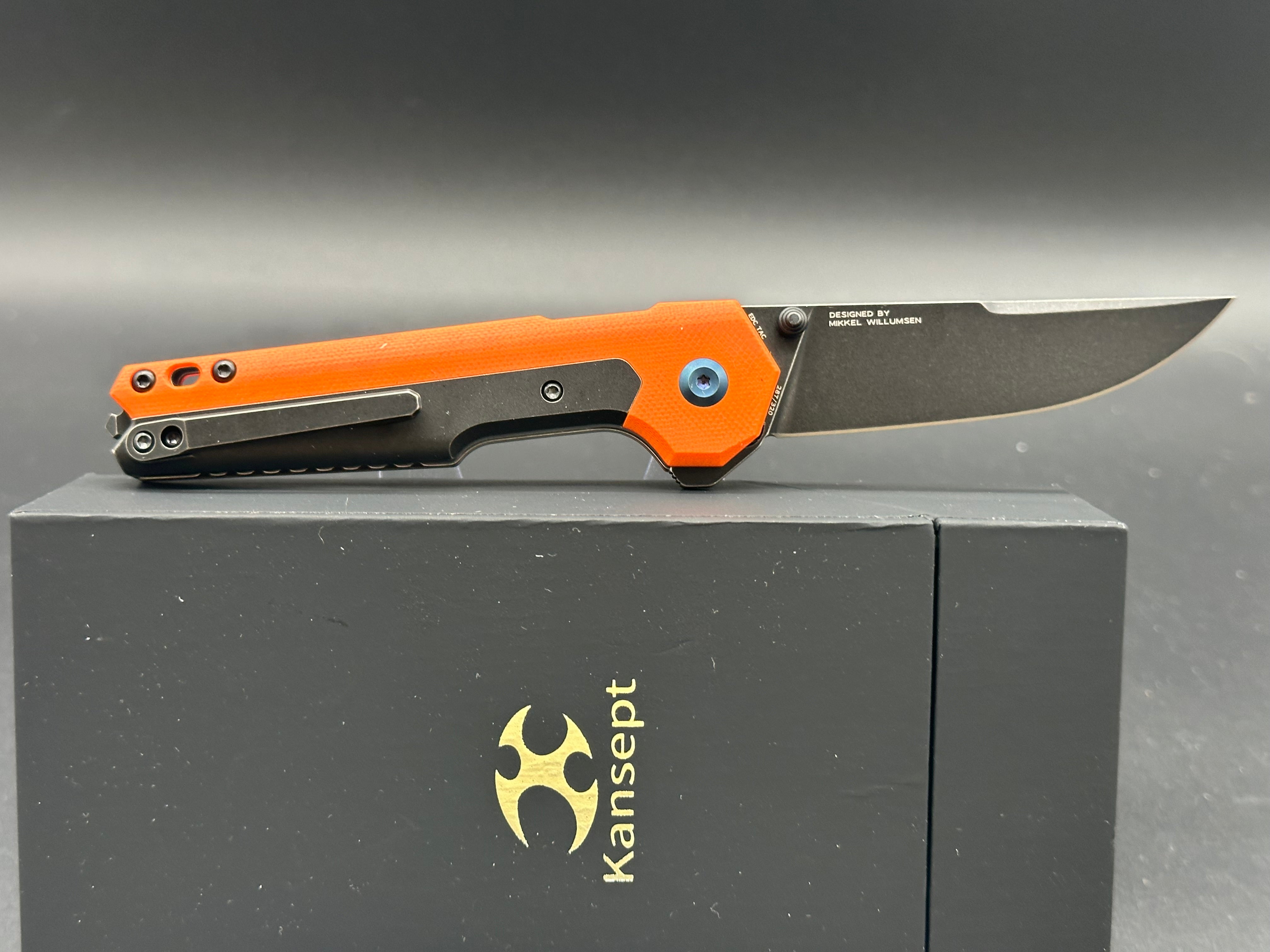 Kansept Knives Mikkel Willumsen EDC Tac Knife Orange G-10 (3.1 Black SW)