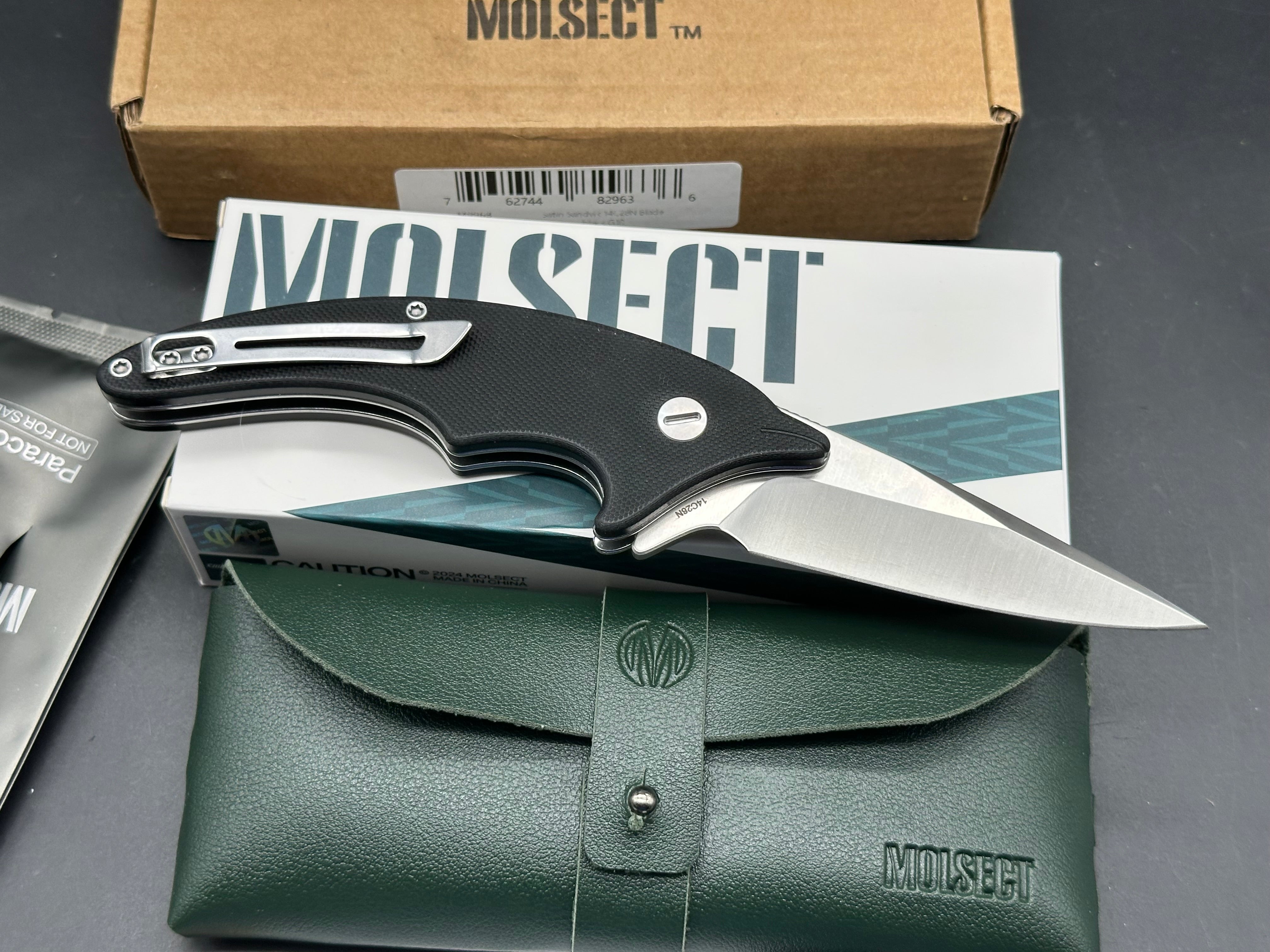 Molsect Cove black G10 handle w/ 14C28N blade