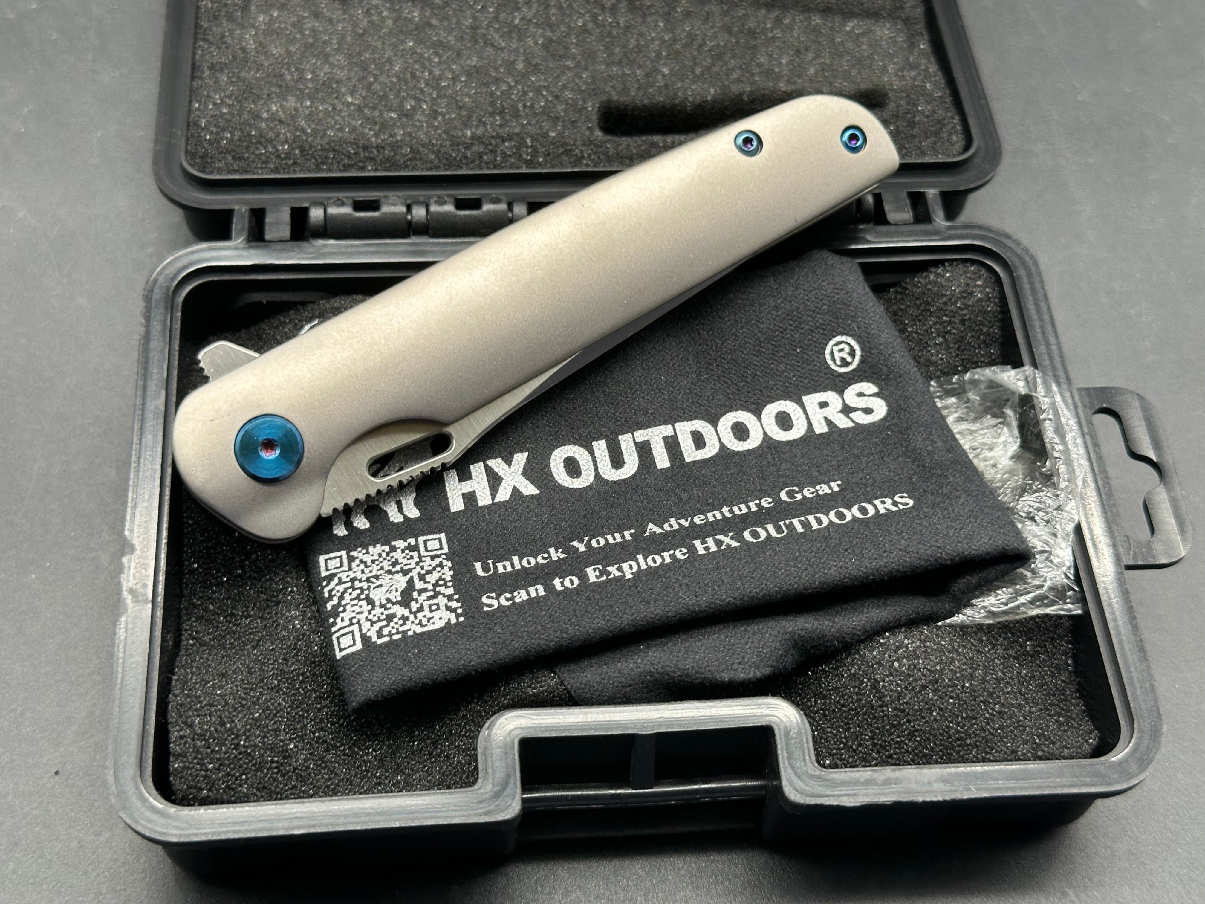 HX OUTDOORS VULCAN Liner Lock 3.1" D2 Blade Titanium Handle