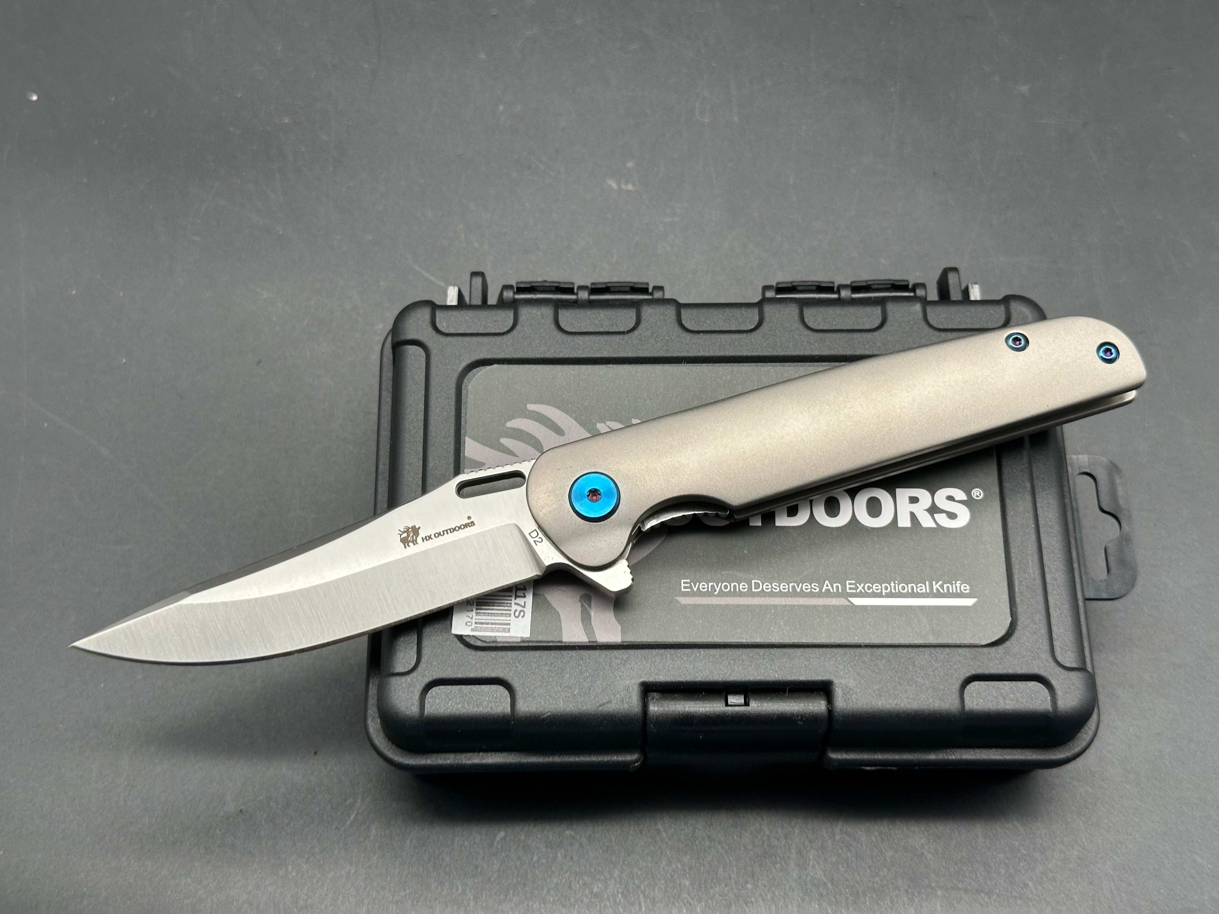 HX OUTDOORS VULCAN Liner Lock 3.1" D2 Blade Titanium Handle