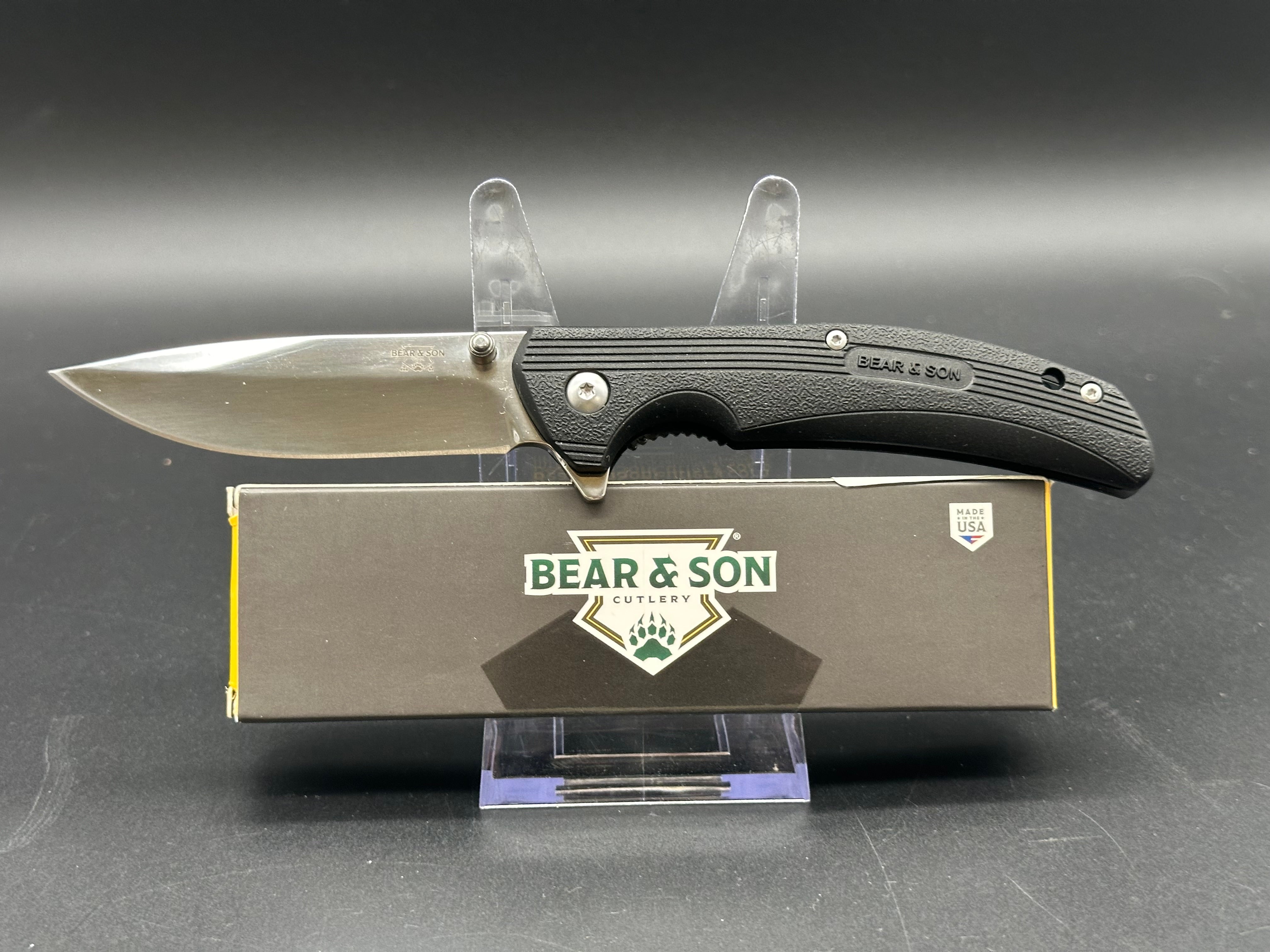 Bear & Son Sideliner Liner Lock Knife Black Zytel (3.25" Satin)