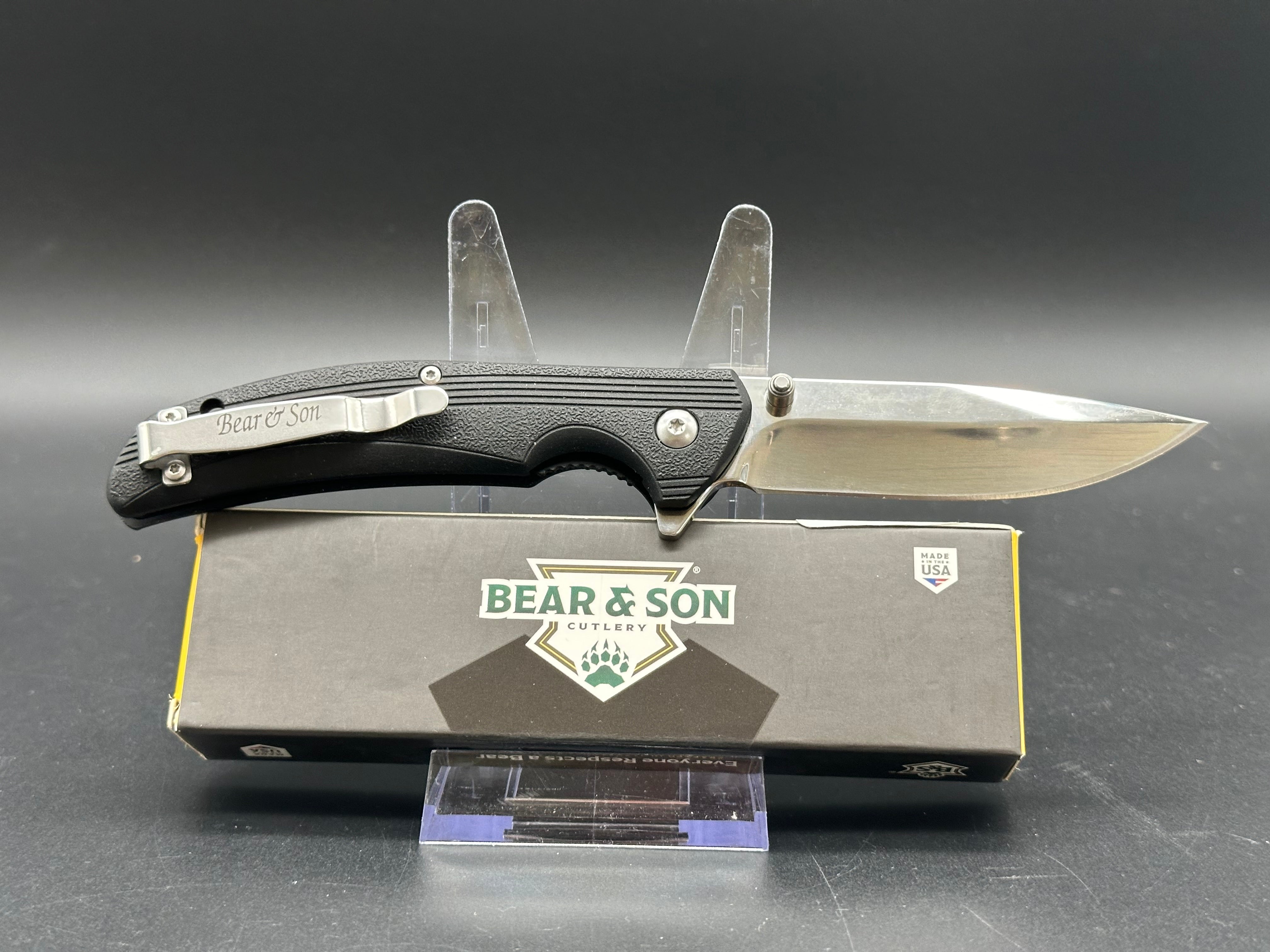 Bear & Son Sideliner Liner Lock Knife Black Zytel (3.25" Satin)