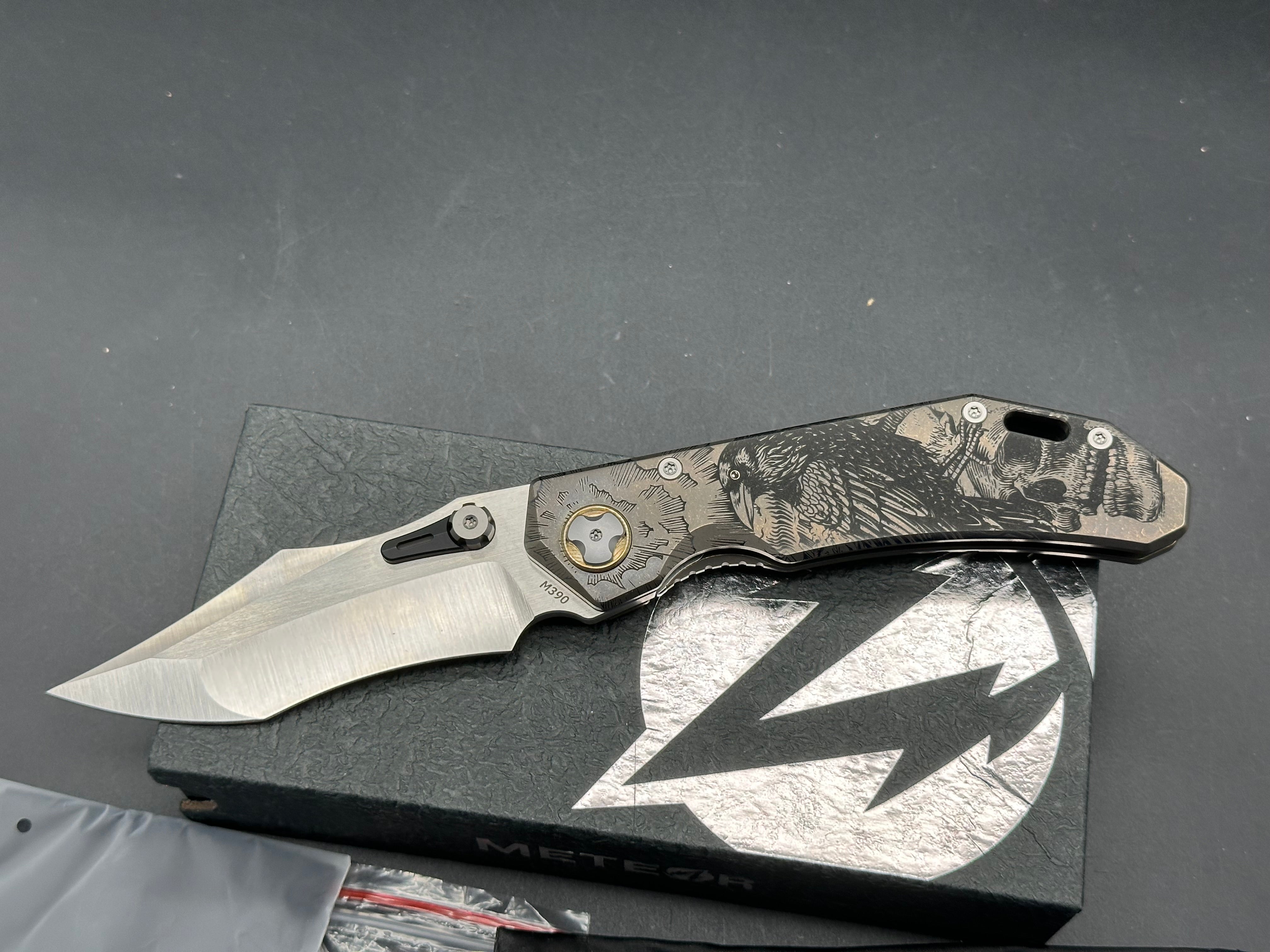 Meteor Knives RAVEN-HURRICANE titanium handle w/M390 blade