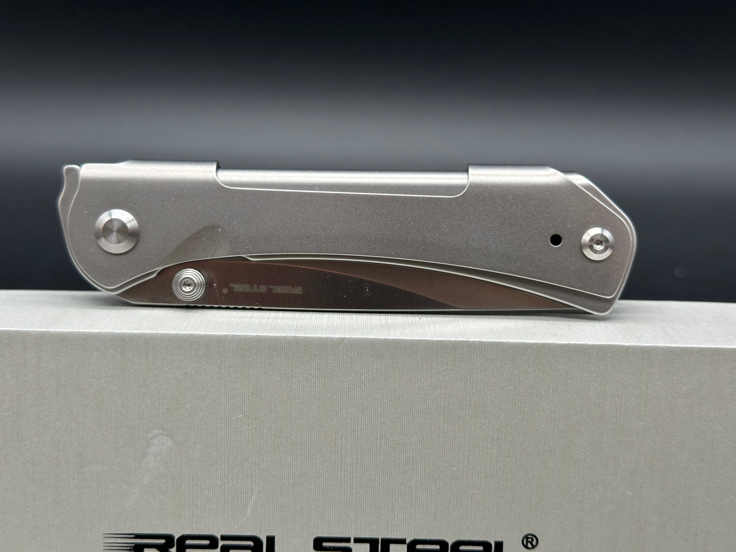 Real Steel SYLPH Liner Lock 3.15'' Nitro-V Drop Point Satin Blade, Stainless Steel Handle