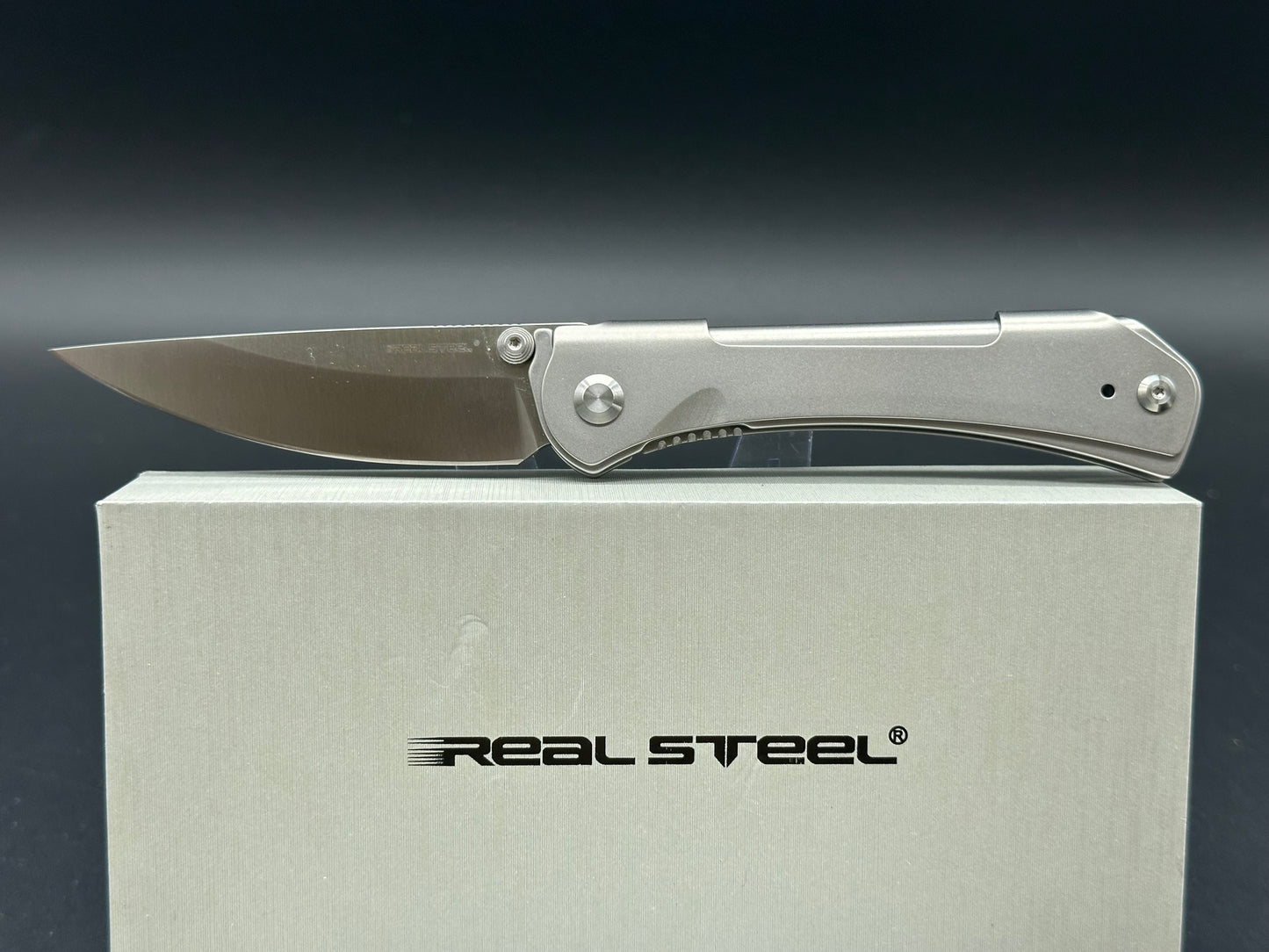 Real Steel SYLPH Liner Lock 3.15'' Nitro-V Drop Point Satin Blade, Stainless Steel Handle