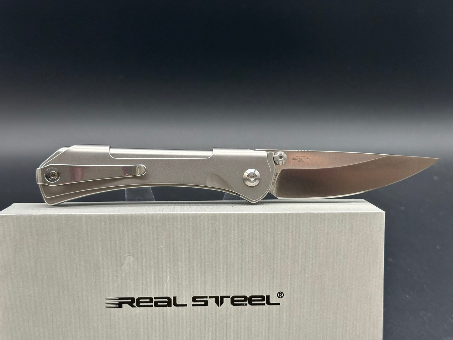 Real Steel SYLPH Liner Lock 3.15'' Nitro-V Drop Point Satin Blade, Stainless Steel Handle