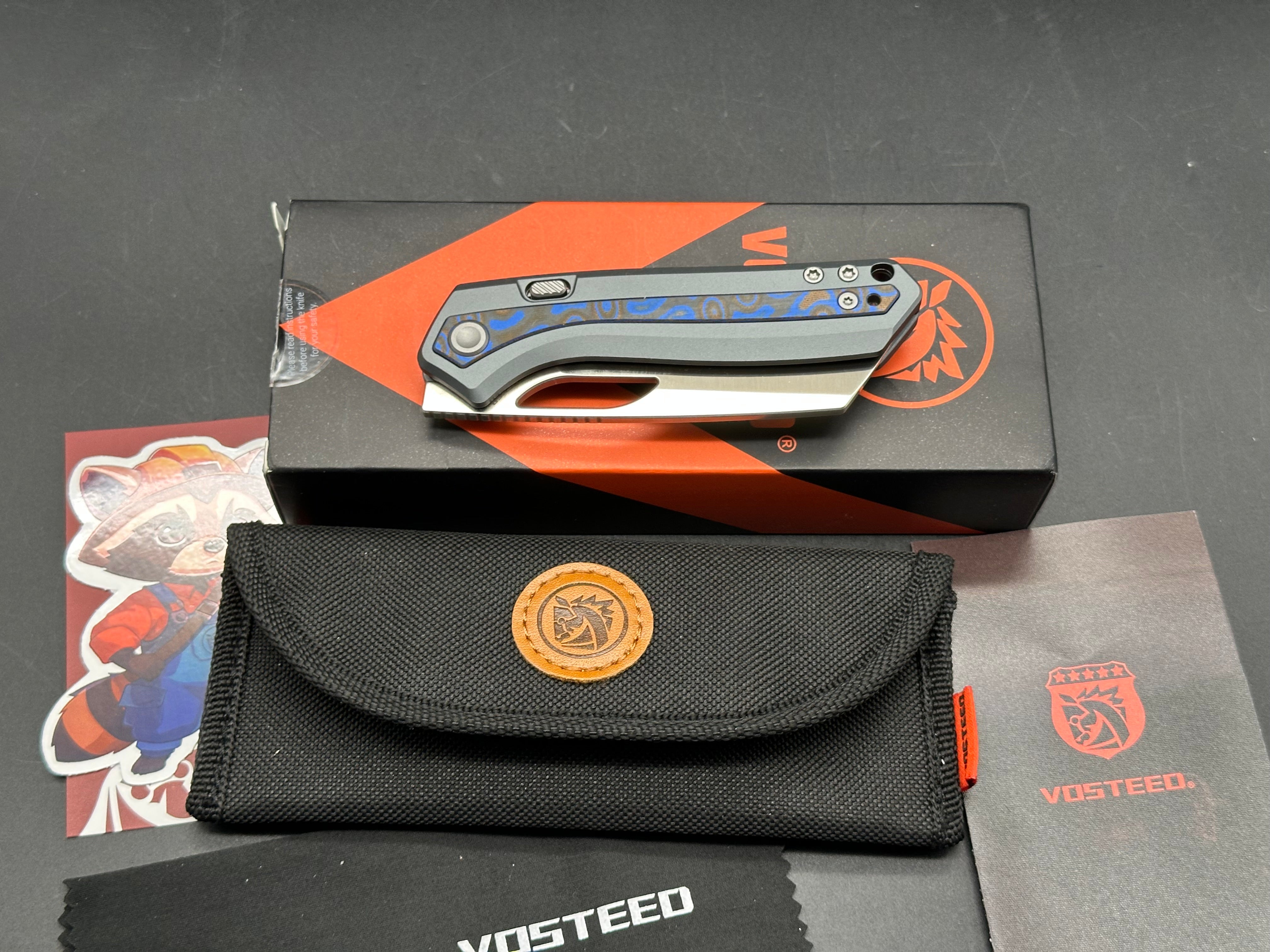 VOSTEED KROC TOP LINER LOCK ALUMINUM AND OCEAN MICARTA HANDLE S35VN BLADE