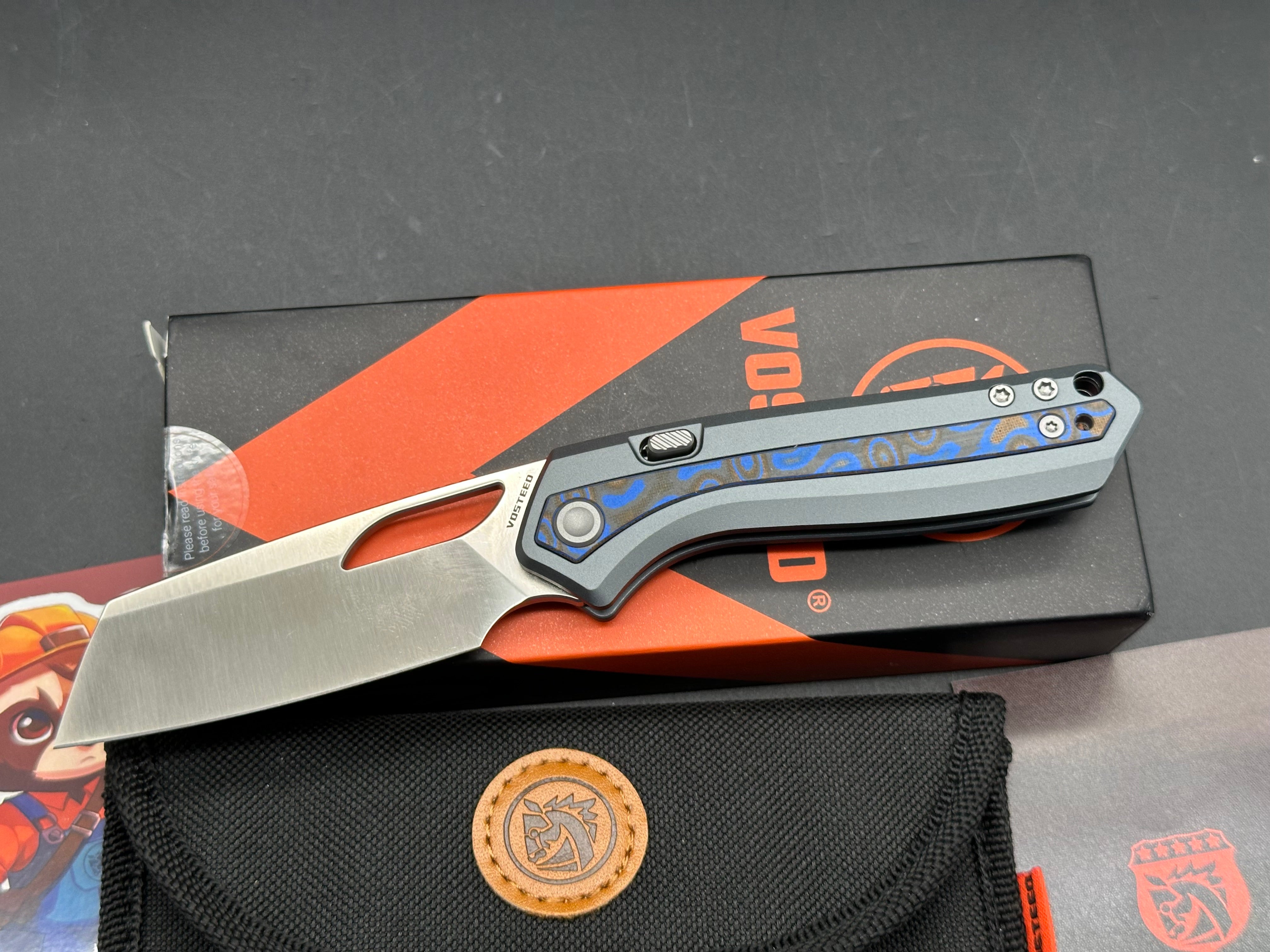 VOSTEED KROC TOP LINER LOCK ALUMINUM AND OCEAN MICARTA HANDLE S35VN BLADE