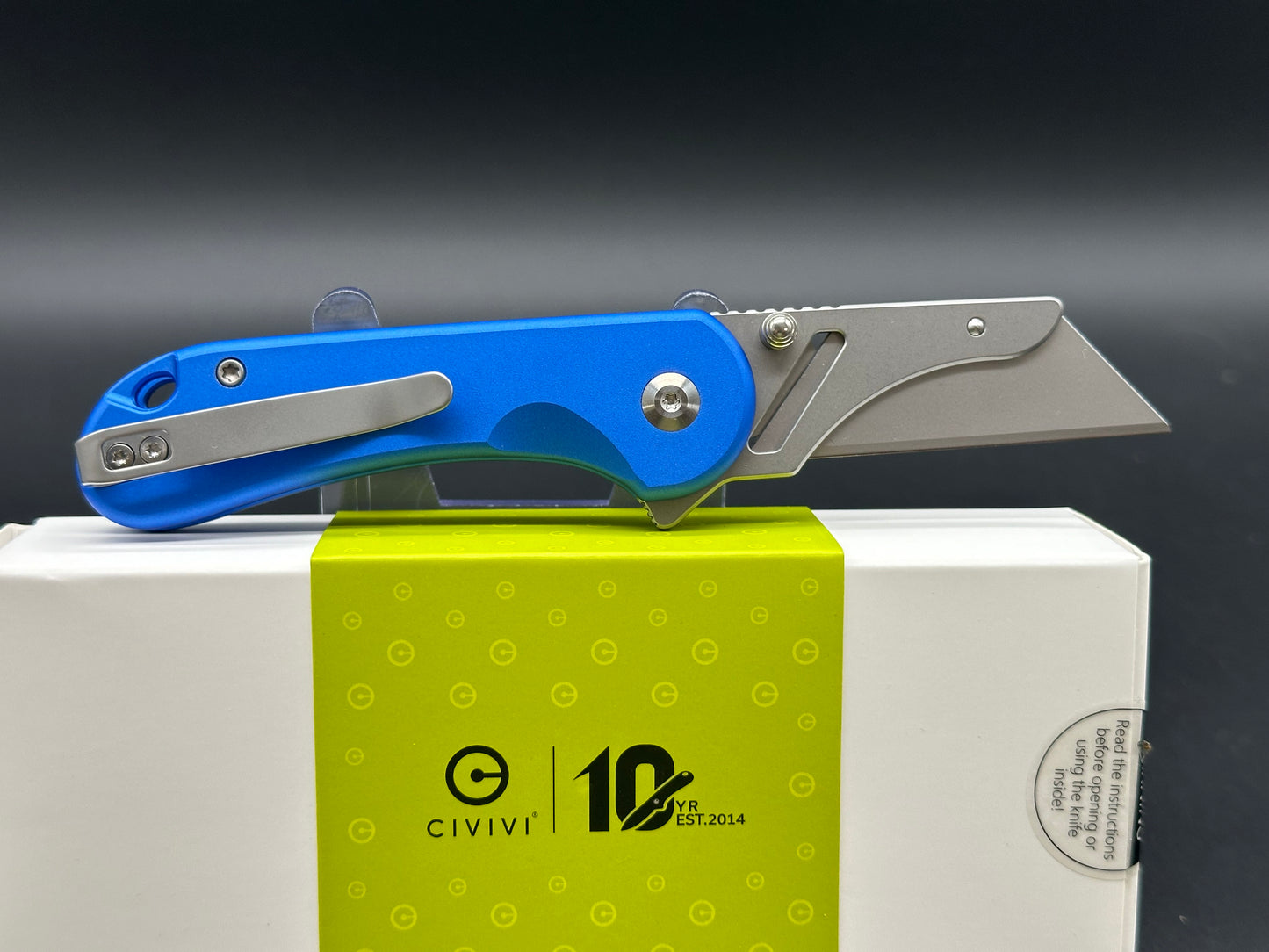 CIVIVI ELEMENTUM UTILITY FOLDING KNIFE BLUE ALUMINUM HANDLE 6CR BLADE