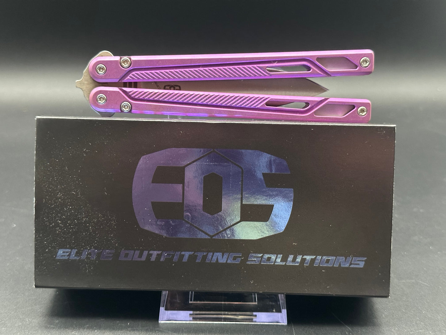 EOS - Serpent Balisong Purple Ti Handles Spear Point CPM-S30V