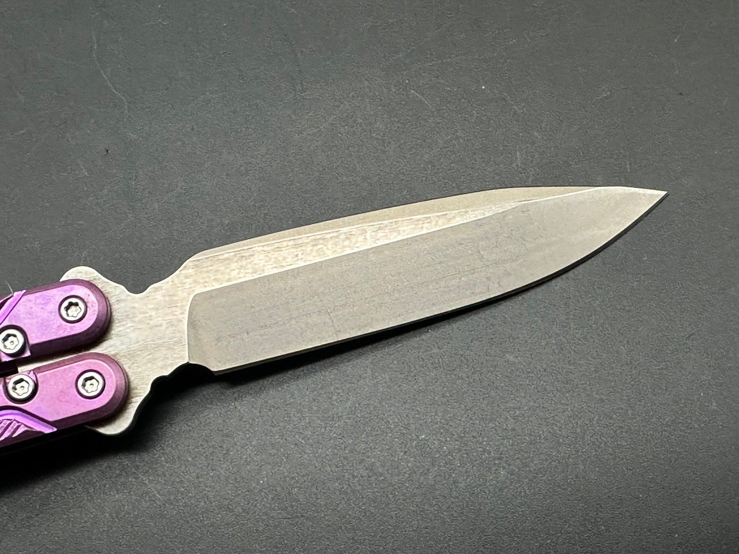 EOS - Serpent Balisong Purple Ti Handles Spear Point CPM-S30V