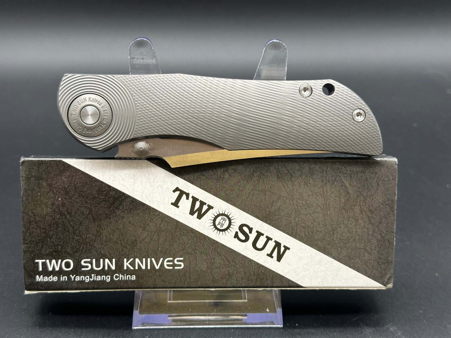 TWOSUN TS269-M390 GRAY TITANIUM HANDLE M390 PLAIN EDGE