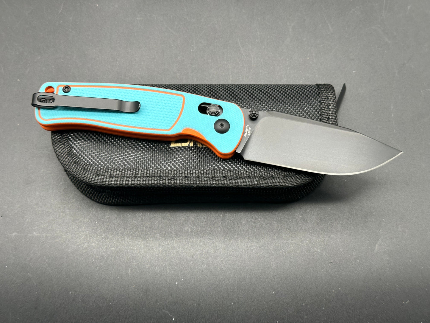 CJRB SHALE FOLDING KNIFE BLUE/ORANGE G10 BLACK PVD AR-RMP9 BLADE