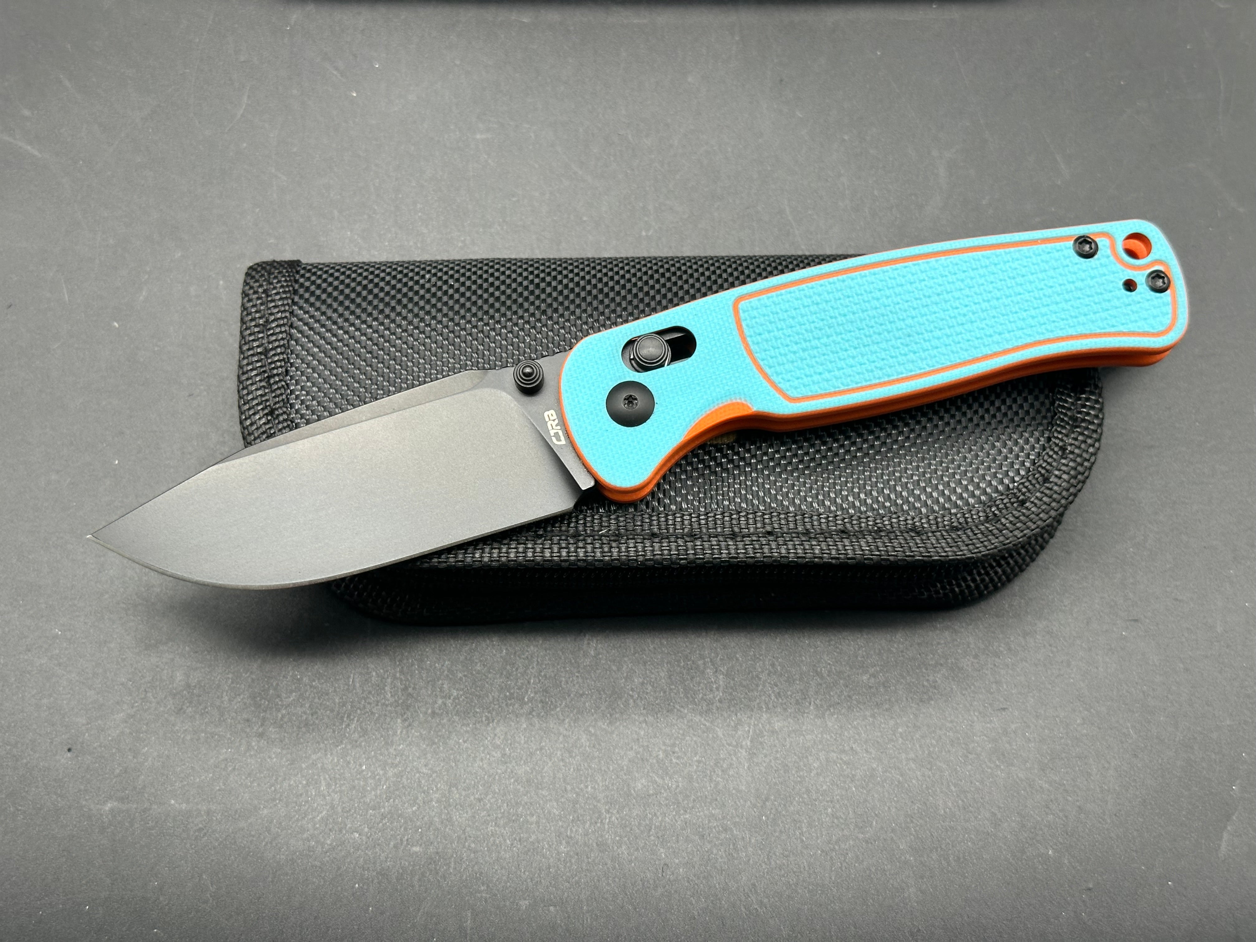 CJRB SHALE FOLDING KNIFE BLUE/ORANGE G10 BLACK PVD AR-RMP9 BLADE